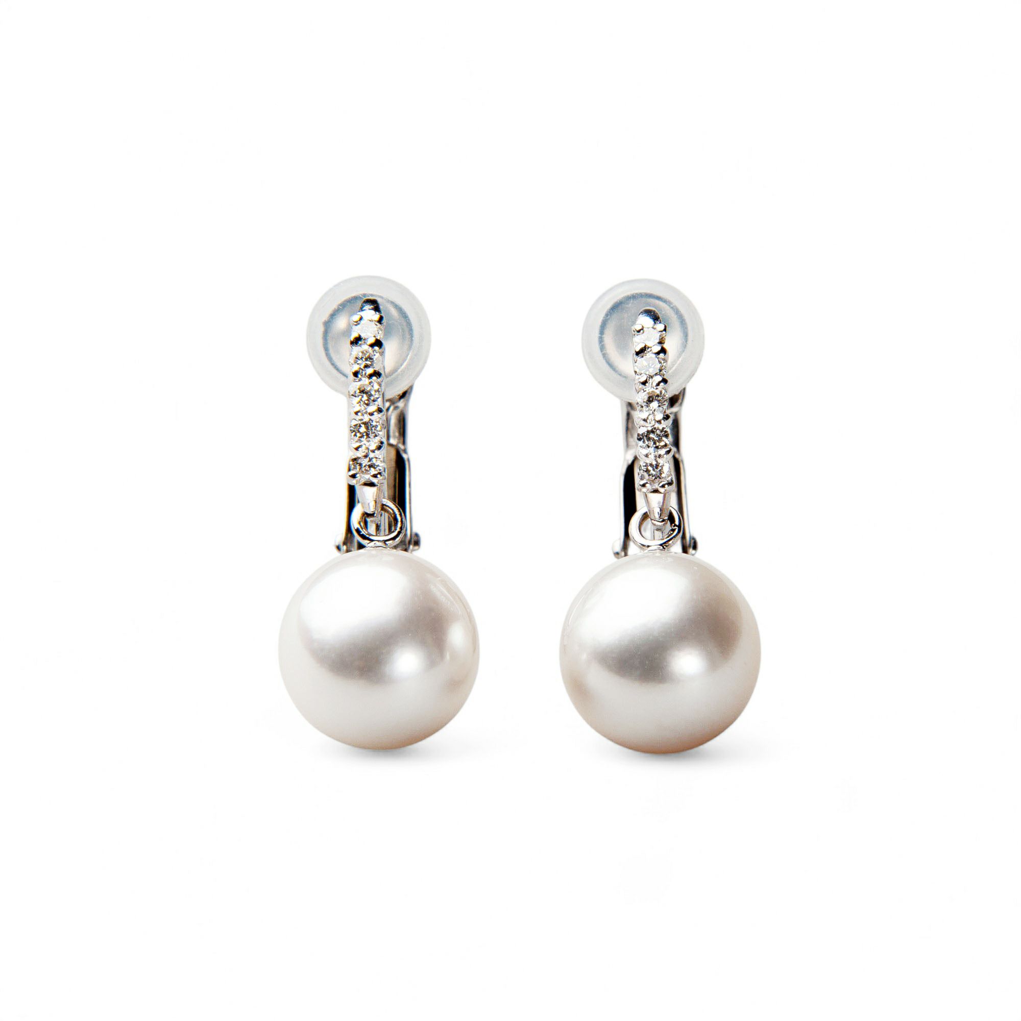 642 テリ9 あこや真珠 ホワイト オーロラ 7.5-本真珠 パールイヤリング  