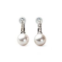 オーロラ花珠真珠 イヤリング8.0-8.5mm K18WG -Premium- | 花珠