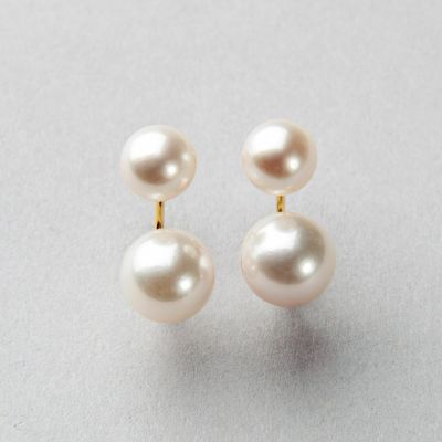 Carina あこや真珠 3粒ピアス5.5-6.0mm K14WG/K18YG | Pearl for Life 