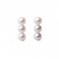 Carina あこや真珠 3粒ピアス5.0-6.0mm K14WG/K18YG