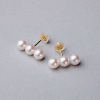 Carina あこや真珠 3粒ピアス5.0-6.0mm K14WG/K18YG | あこや Carina あこや真珠 3粒ピアス5.0-6.0mm K14WG/K18YG | あこや