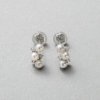 K14WG ベビーパール×ダイヤ スタッドデザインピアス ～Petit Claire(プチクレール)～ あこや真珠 ホワイト系 3.0-3.5mm 0.03ct×2【プレゼント・ギフトにオススメ】【ご購入特典/ジュエリークロス付き】[n5]（真珠 ピアス パールピアス）（プチクレール）6月誕生石