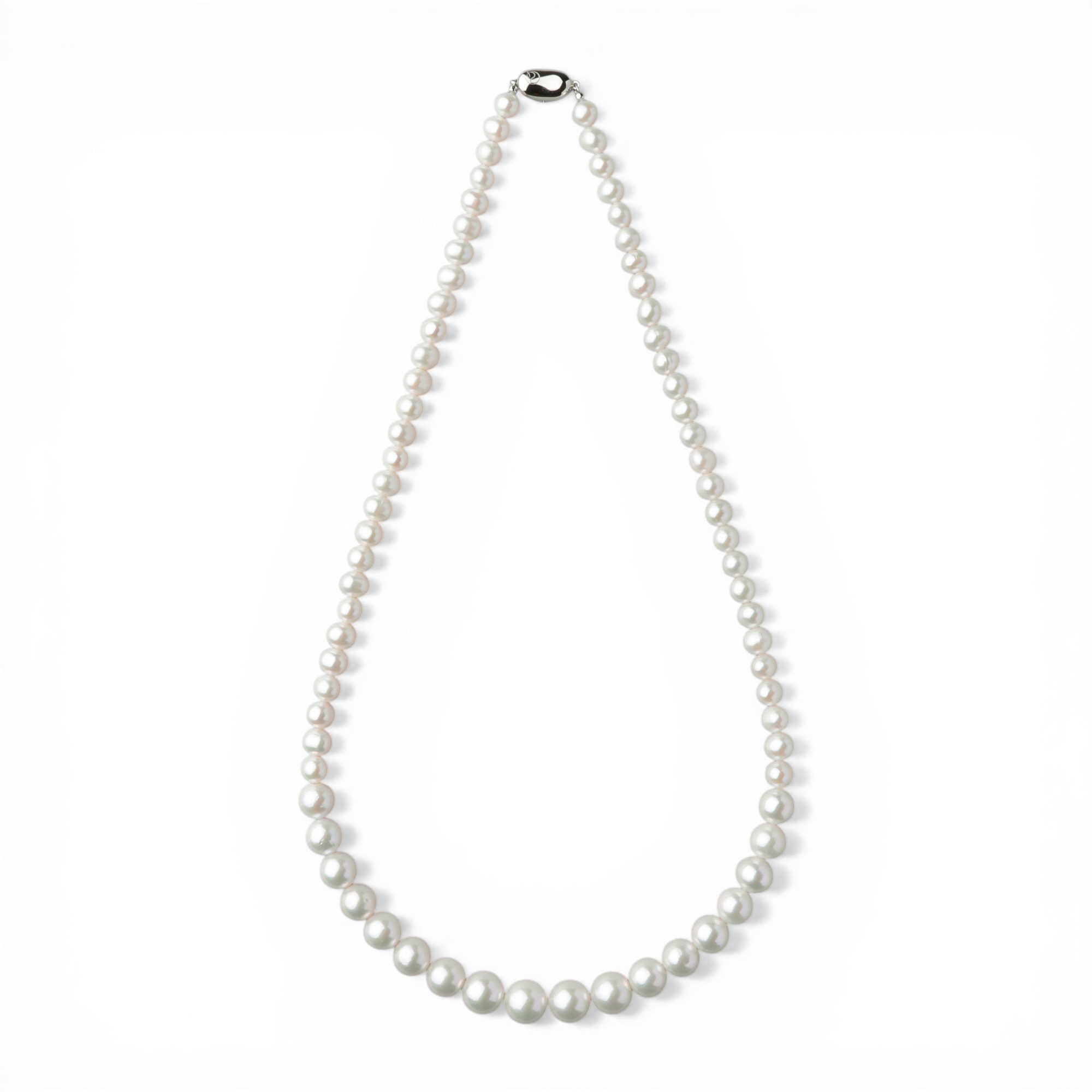 淡水真珠 ロングパールネックレス 60cm マチネーレングス ホワイト系 7.0-11.0mm A～BB～C  ポテト～オーバル ビーンズクラスプ(silver) [n2][60cm ロング][人気 ロングセラー]（フォーマル 入学式 卒業式）