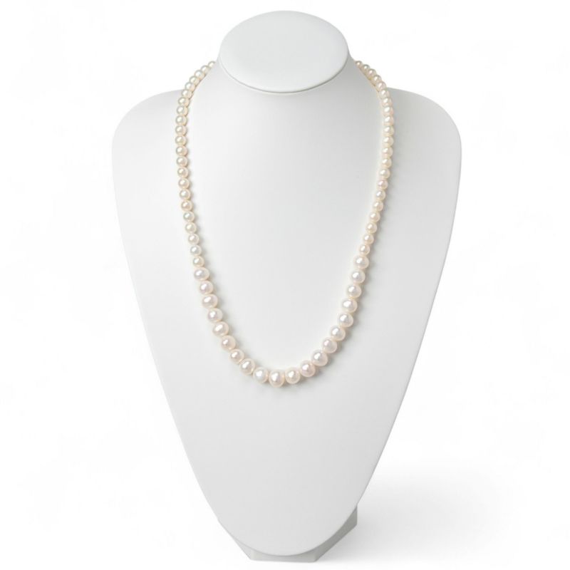 淡水真珠 ロングパールネックレス 60cm マチネーレングス ホワイト系 7.0-11.0mm A～BB～C  ポテト～オーバル ビーンズクラスプ(silver) [n2][60cm ロング][人気 ロングセラー]（フォーマル 入学式 卒業式）