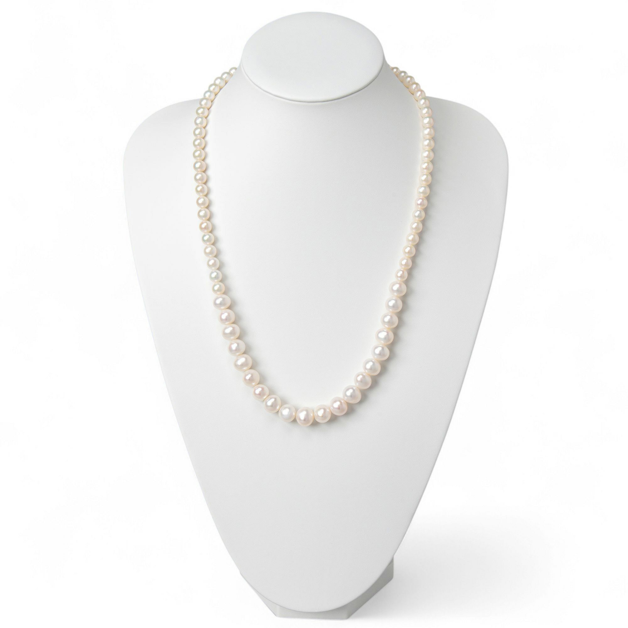 淡水真珠 ロングパールネックレス 60cm マチネーレングス ホワイト系 7.0-11.0mm A～BB～C  ポテト～オーバル ビーンズクラスプ(silver) [n2][60cm ロング][人気 ロングセラー]（フォーマル 入学式 卒業式）