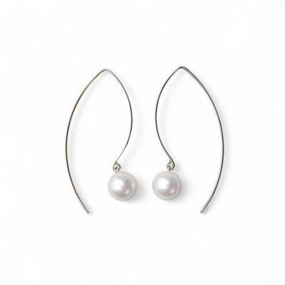 あこや真珠 マーキスフック パールピアス ～Foglia(フォリア)～ ホワイト系 7.5-8.0mm K14WG/K18YG/K18PG ゴールド ピアス ロング(真珠 ピアス)[n3] 6月誕生石