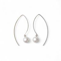 あこや真珠 マーキスフック パールピアス ～Foglia(フォリア)～ ホワイト系 7.5-8.0mm K14WG/K18YG/K18PG ゴールド ピアス ロング(真珠 ピアス)[n3] 6月誕生石