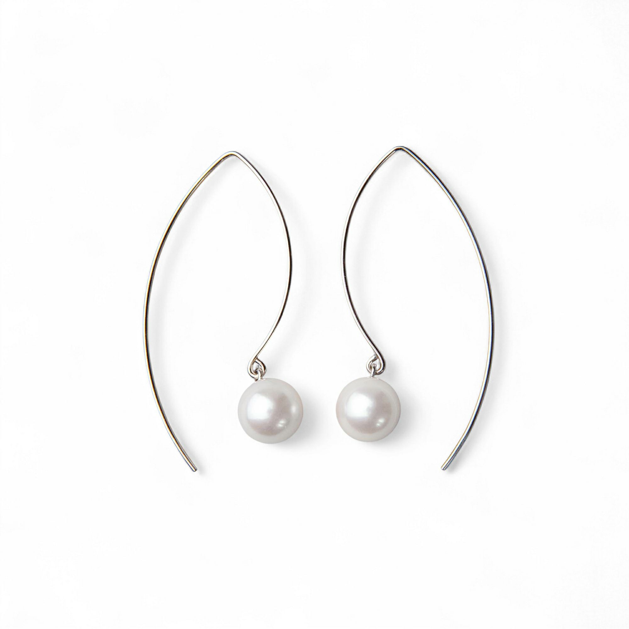 あこや真珠 マーキスフック パールピアス ～Foglia(フォリア)～ ホワイト系 7.5-8.0mm K14WG/K18YG/K18PG ゴールド ピアス ロング(真珠 ピアス)[n3] 6月誕生石