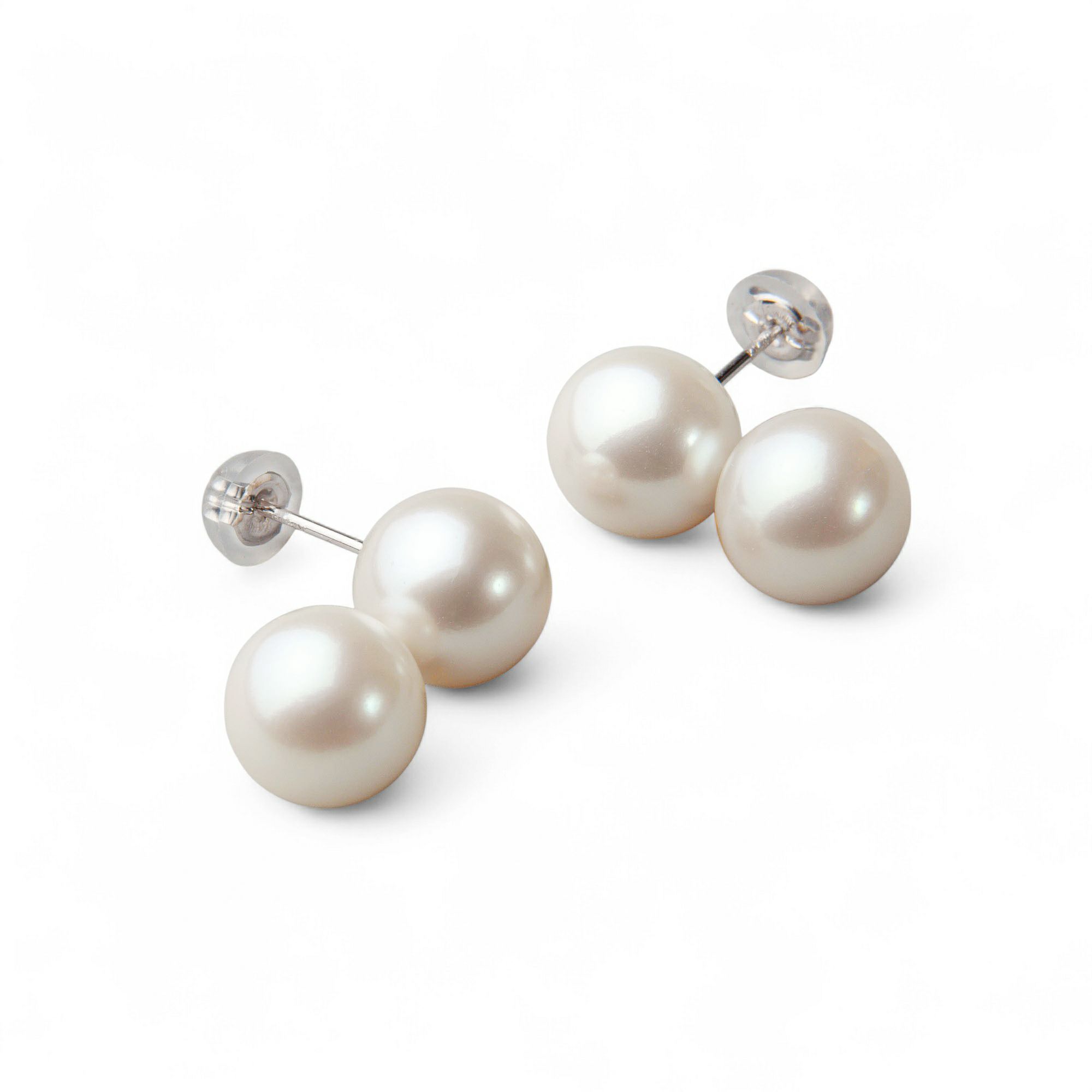 淡水真珠 ツートンカラー パールピアス ～Bubble(バブル)～ ホワイト系 9.0-10.0mm 大珠 K14WG  ホワイトゴールド [n4]（淡水パール 本真珠）（トレンド 大ぶり おしゃれ）6月誕生石