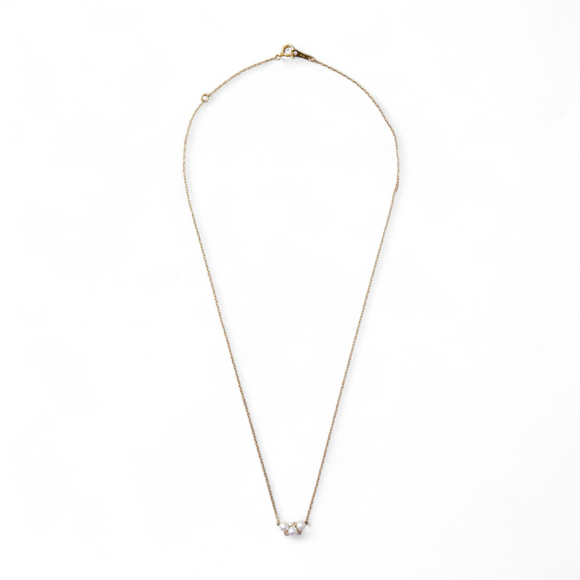 GINGERmirror(2016年秋号)掲載★ K18WG/K18YG ベビーパール×ダイヤ ネックレス ～Petit Claire(プチクレール)～ あこや真珠 3.0-3.5mm 0.03ct 【ご購入特典/クロス付き】 [n2]（プレゼントにおすすめ）6月誕生石