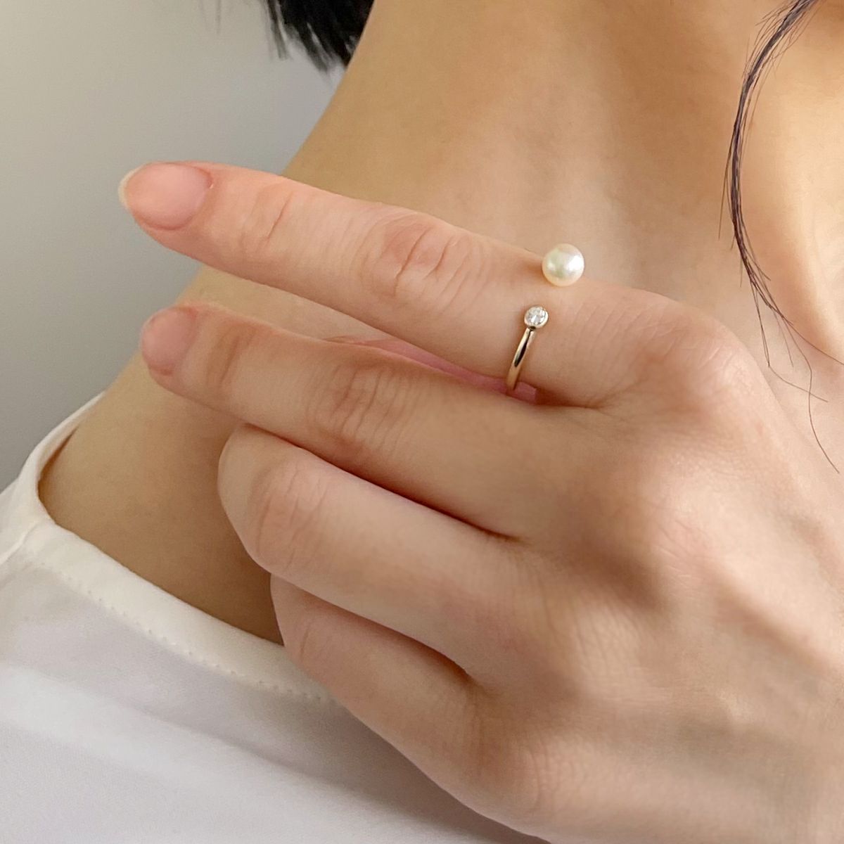 Carina あこや真珠 リング5.5-6.0mm K10WG/K10YG | あこや真珠リング