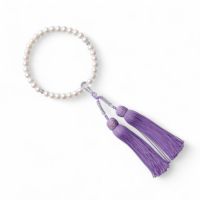 あこや本真珠 パール念珠(数珠) ホワイト系 7.5-8.0mm BBB～C 正絹（房12色から選択可）[ブラックフォーマルに][n2]（お葬式 お盆 法事 法要）