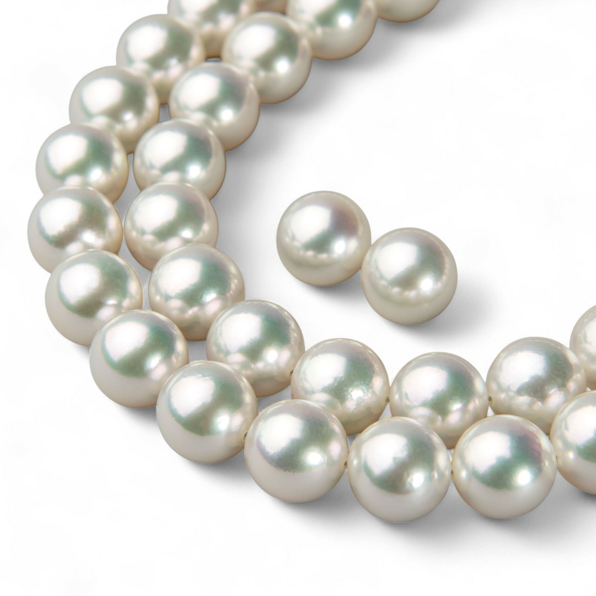 オーロラ花珠真珠 無調色 ネックレス 2点セット 8.5-9.0mm ホワイト系(ナチュラル) ≪ハイクオリティ花珠≫ 高品質 AAA 花珠鑑別書付  パールネックレス パールピアス イヤリング [n5]（真珠ネックレス アコヤ真珠 本真珠）