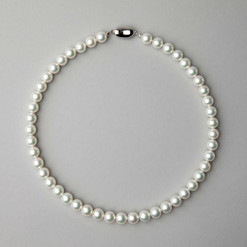 オーロラ花珠真珠 無調色 ネックレス 8.5-9.0mm ホワイト系(ナチュラル) ≪ハイクオリティ花珠≫ 高品質 AAA 花珠鑑別書付 パールネックレス [n5]（真珠ネックレス アコヤ真珠 本真珠）