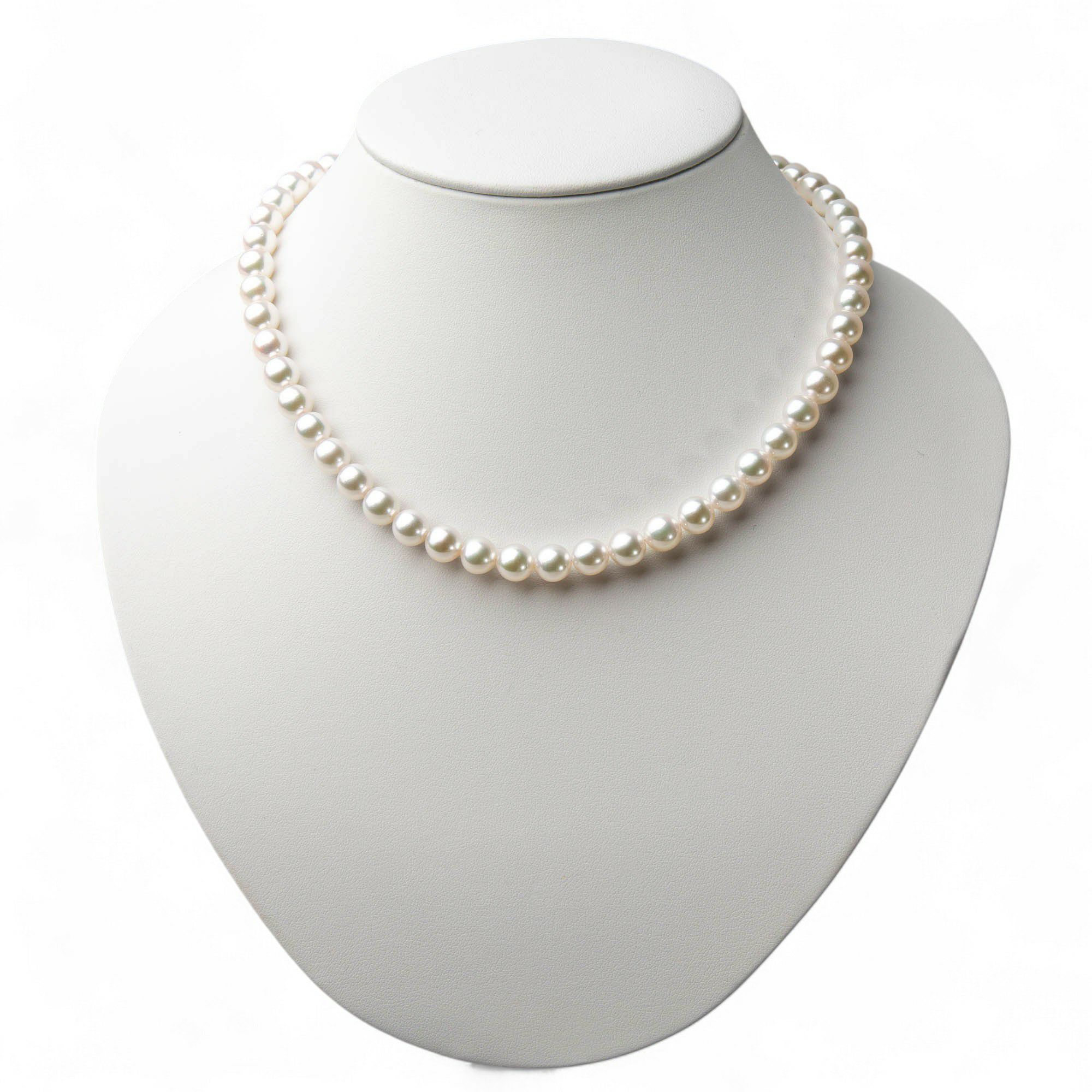  花珠真珠 無調色 ネックレス7.5-8.0mm 《真珠総合研究所 鑑別書付き》