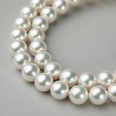 オーロラ花珠真珠 無調色 ネックレス 8.0-8.5mm ホワイト系(ナチュラル) ≪ハイクオリティ花珠≫ 高品質 AAA 花珠鑑別書付 パールネックレス [n5]（真珠ネックレス アコヤ真珠 本真珠）