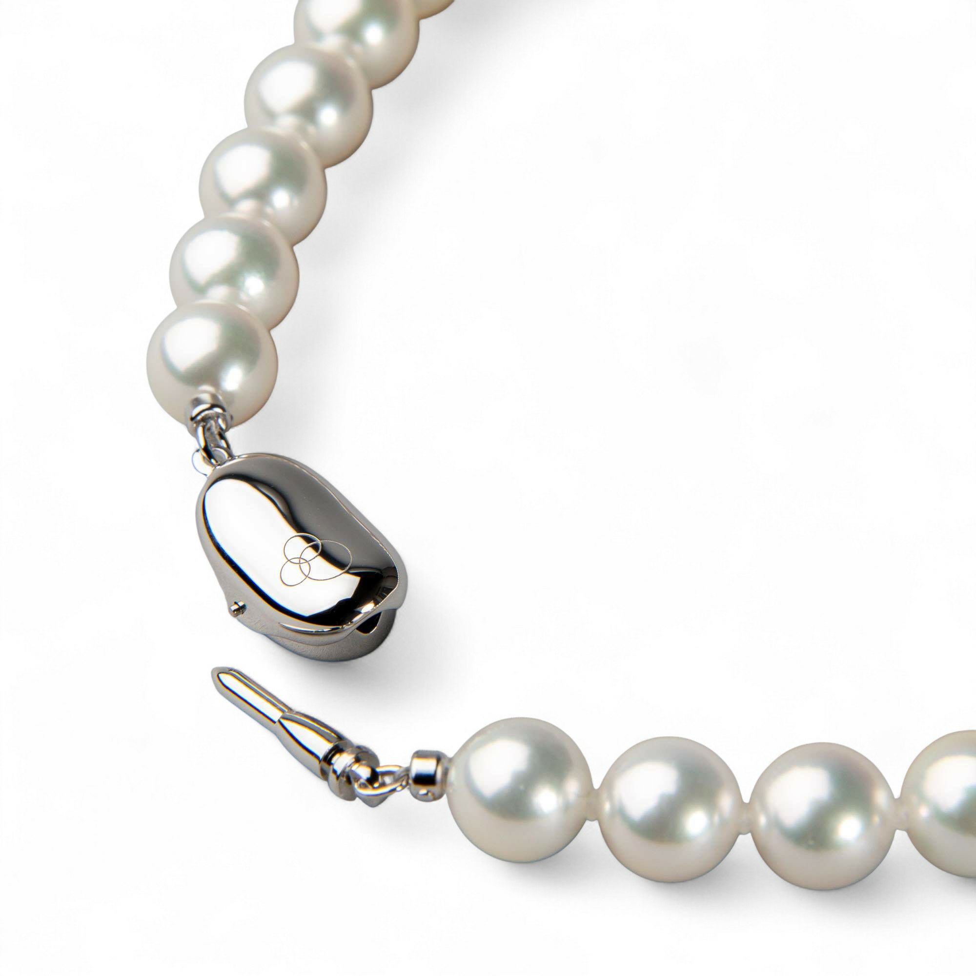 オーロラ花珠真珠 無調色 ネックレス 8.0-8.5mm ホワイト系(ナチュラル) ≪ハイクオリティ花珠≫ 高品質 AAA 花珠鑑別書付 パールネックレス [n5]（真珠ネックレス アコヤ真珠 本真珠）