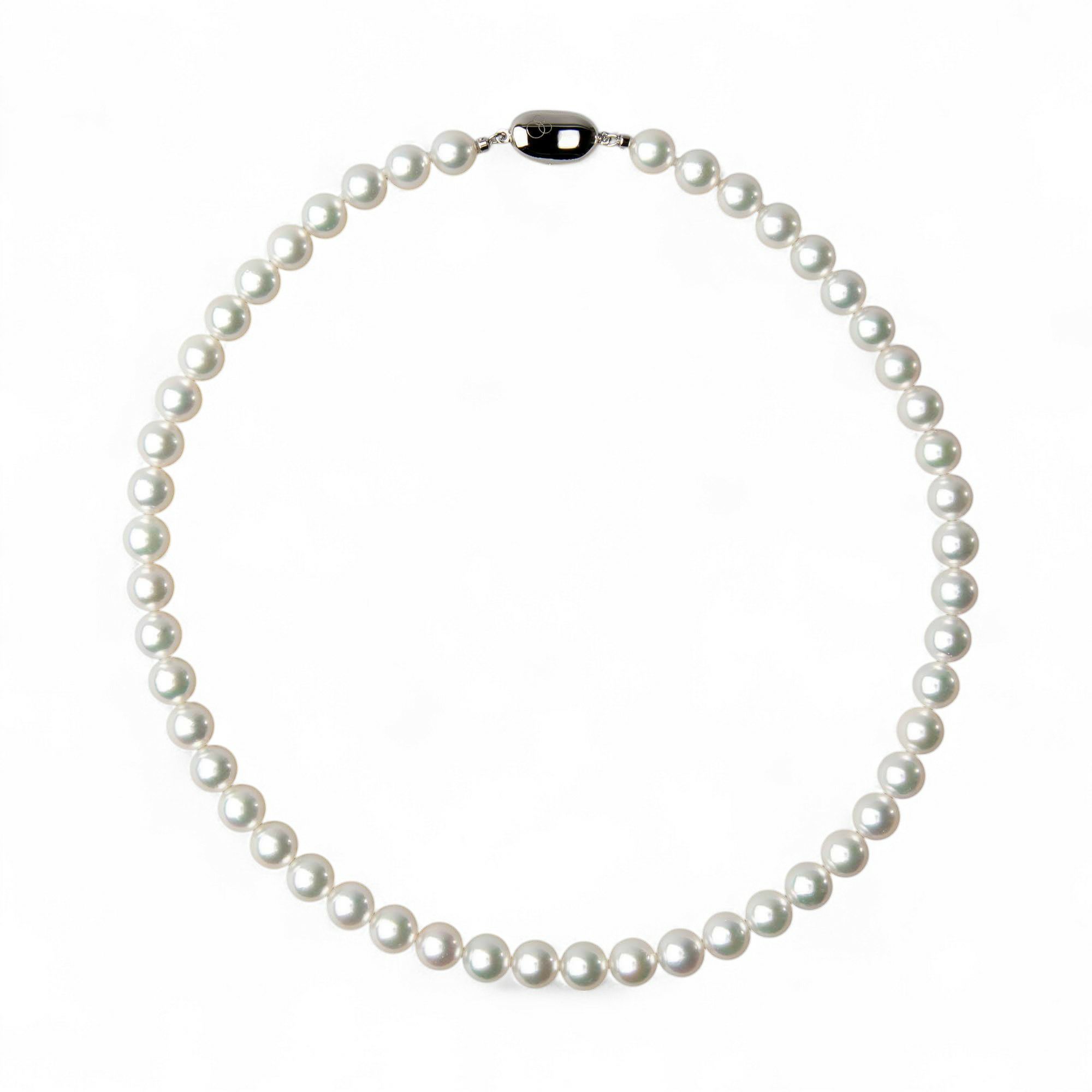 オーロラ花珠真珠 無調色 ネックレス 8.0-8.5mm ホワイト系(ナチュラル) ≪ハイクオリティ花珠≫ 高品質 AAA 花珠鑑別書付 パールネックレス [n5]（真珠ネックレス アコヤ真珠 本真珠）