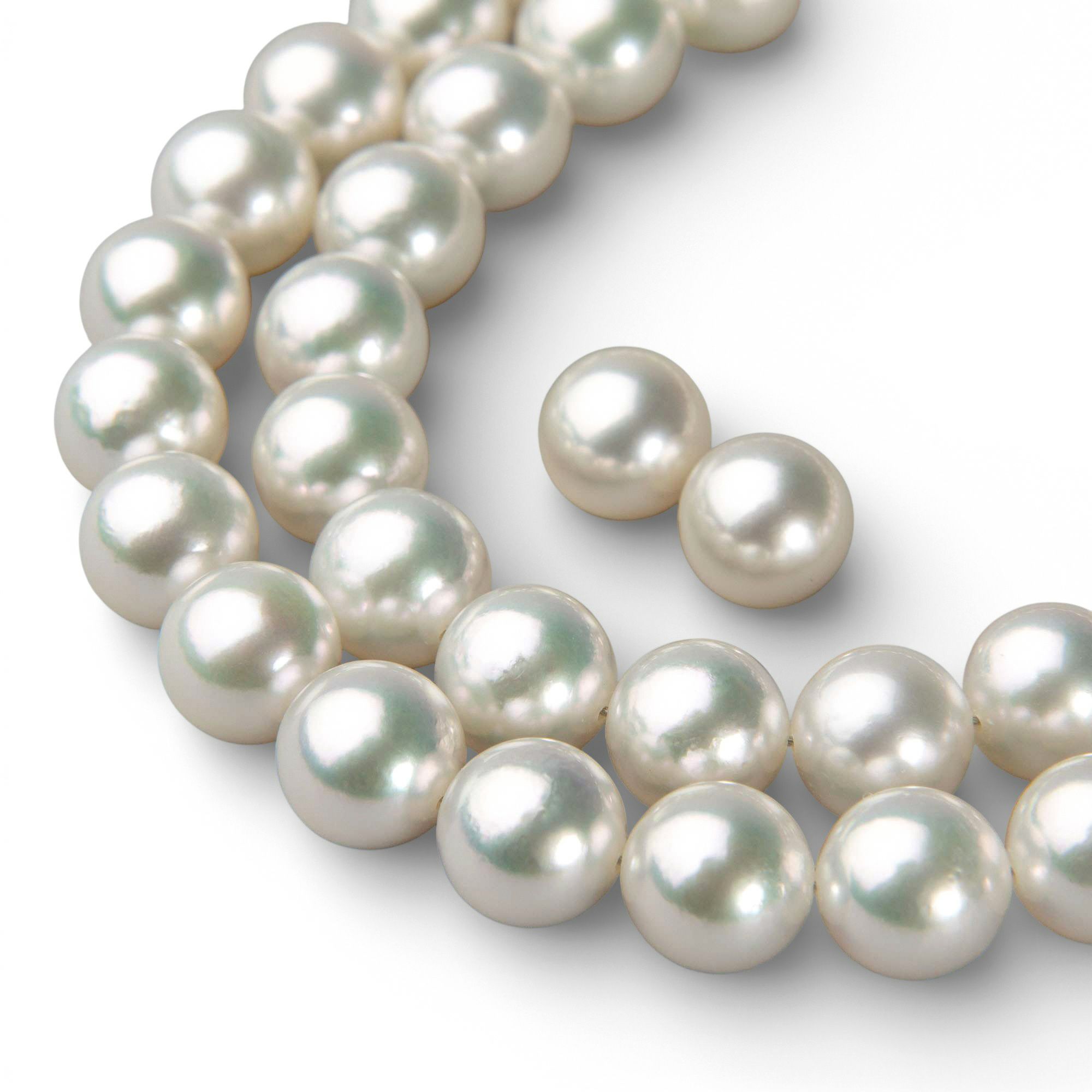 オーロラ花珠真珠 無調色 ネックレス 2点セット 8.5-9.0mm ホワイト系(ナチュラル) ≪グッドクオリティ花珠≫ AAA 花珠鑑別書付  パールネックレス パールピアス イヤリング [n3]（卸直販 還元価格）（真珠ネックレス アコヤ真珠 高品質 本真珠）