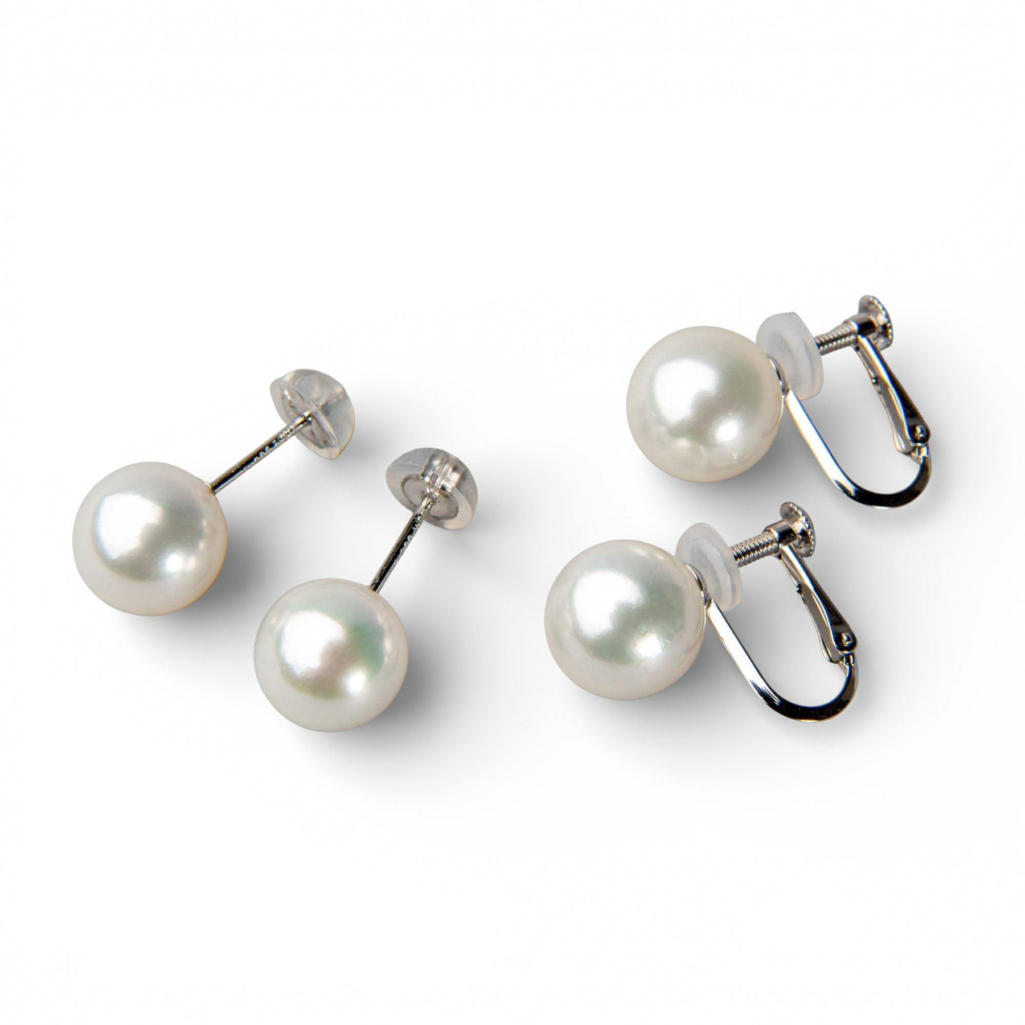 オーロラ花珠真珠 無調色 ネックレス 2点セット 8.5-9.0mm ホワイト系(ナチュラル) ≪グッドクオリティ花珠≫ AAA 花珠鑑別書付  パールネックレス パールピアス イヤリング [n3]（卸直販 還元価格）（真珠ネックレス アコヤ真珠 高品質 本真珠）