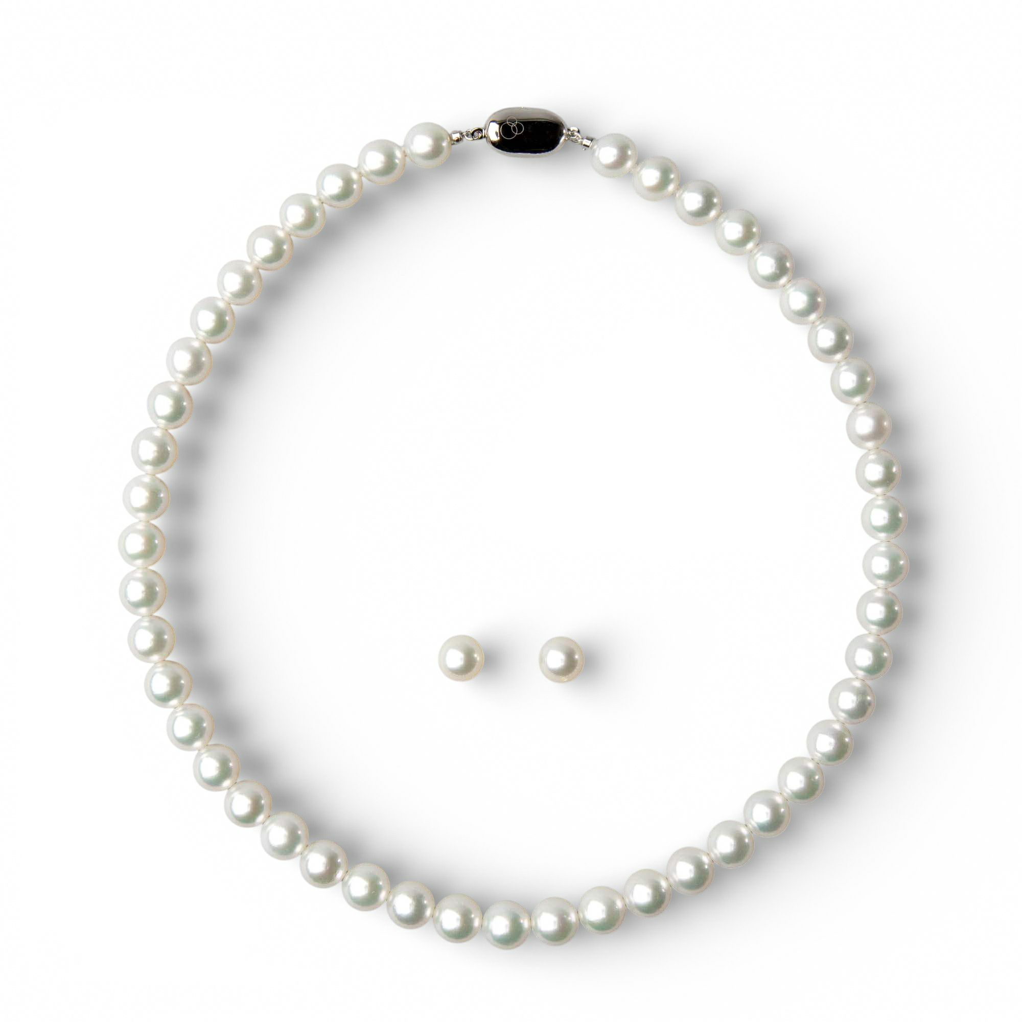 オーロラ花珠真珠 無調色 ネックレス 2点セット 8.5-9.0mm ホワイト系(ナチュラル) ≪グッドクオリティ花珠≫ AAA 花珠鑑別書付  パールネックレス パールピアス イヤリング [n3]（卸直販 還元価格）（真珠ネックレス アコヤ真珠 高品質 本真珠）