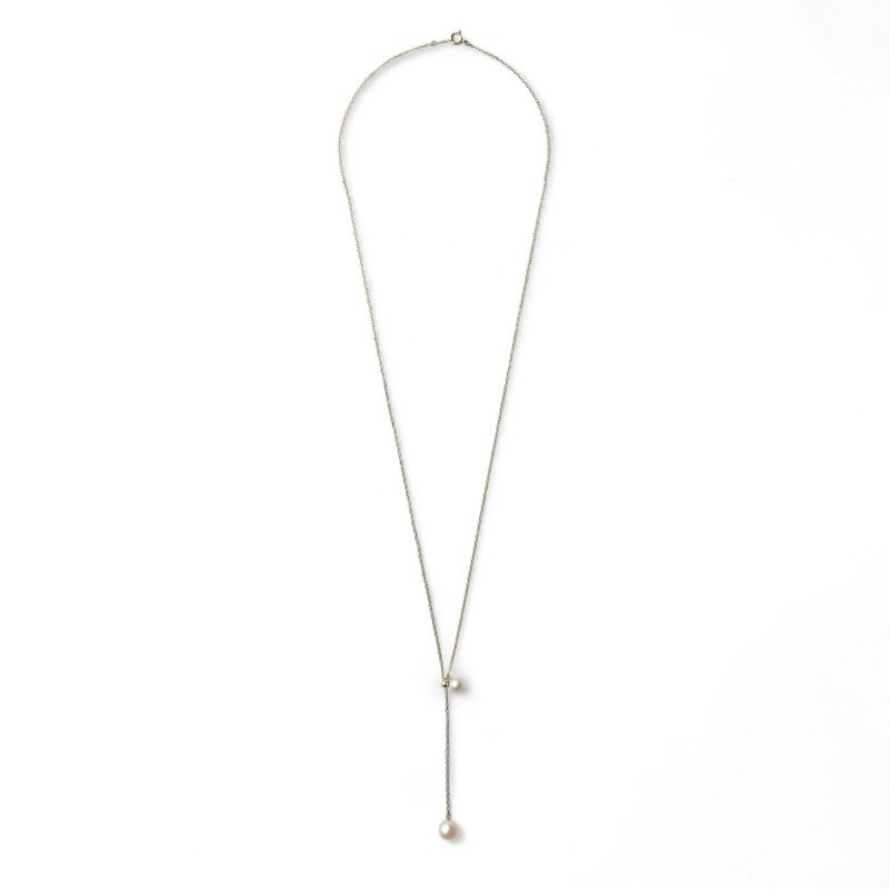 Carina あこや真珠 2粒ペンダント　K18YG スライド式