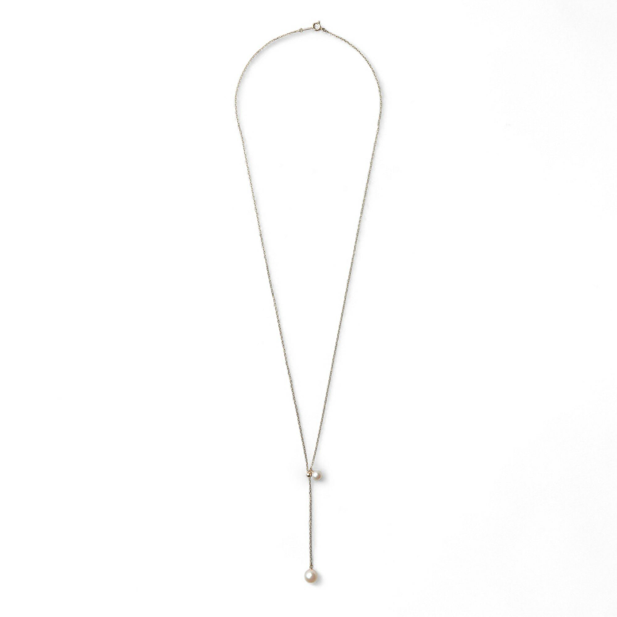 Carina あこや真珠 2粒ペンダント　K18YG スライド式