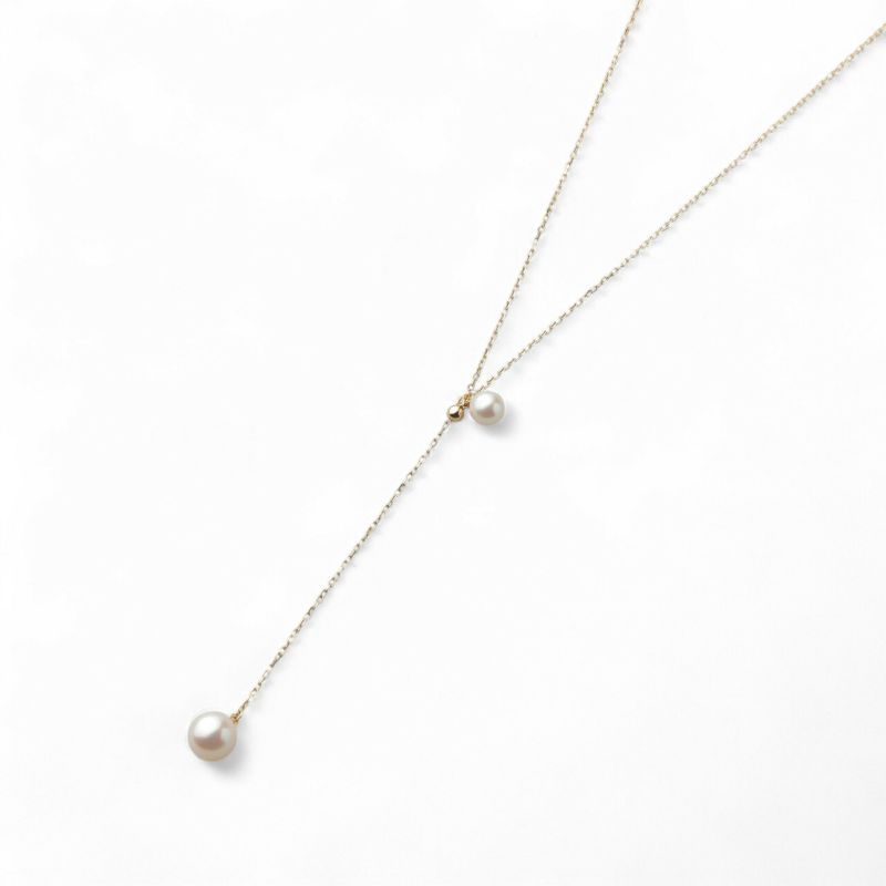 Carina あこや真珠 2粒ペンダント　K18YG スライド式