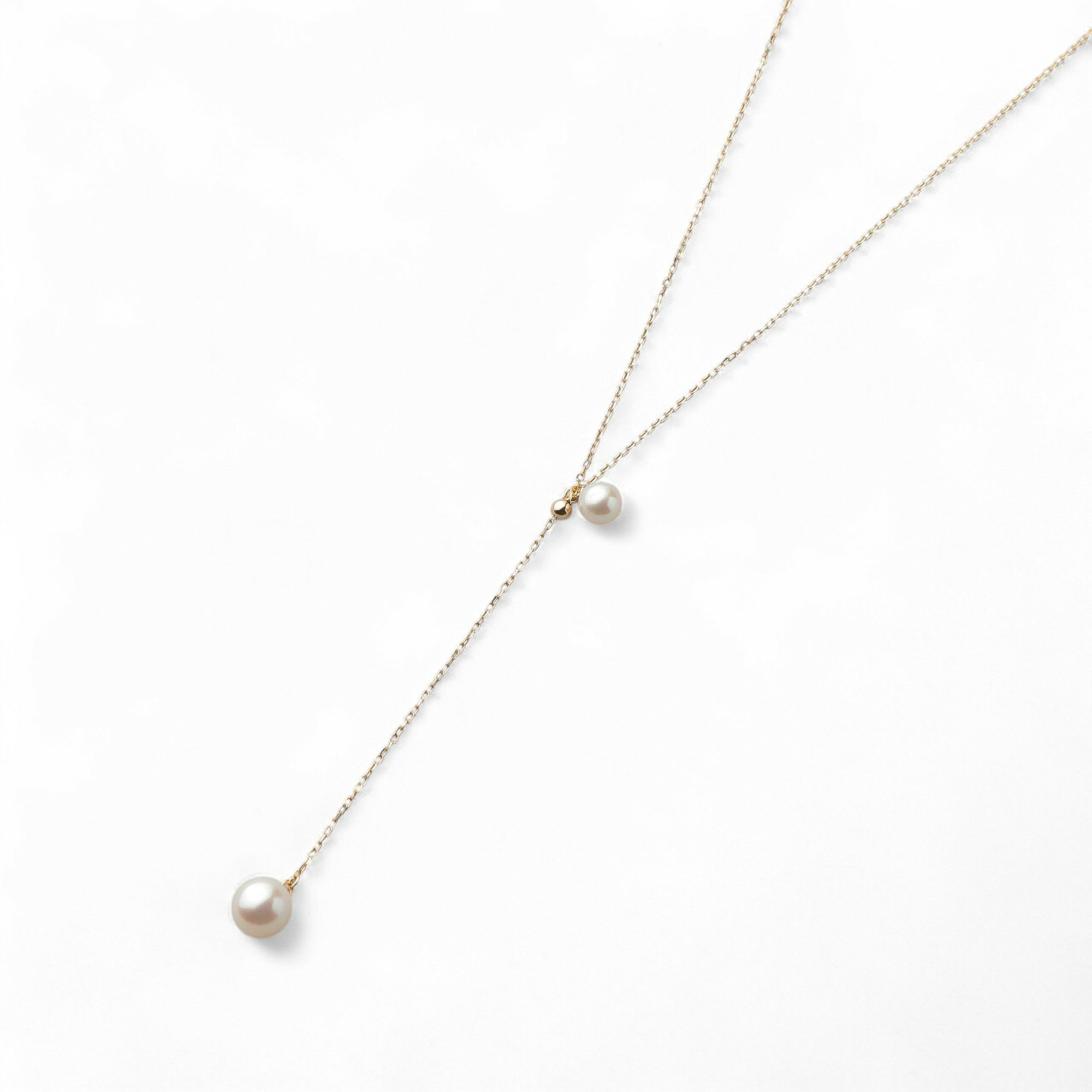 Carina あこや真珠 2粒ペンダント　K18YG スライド式