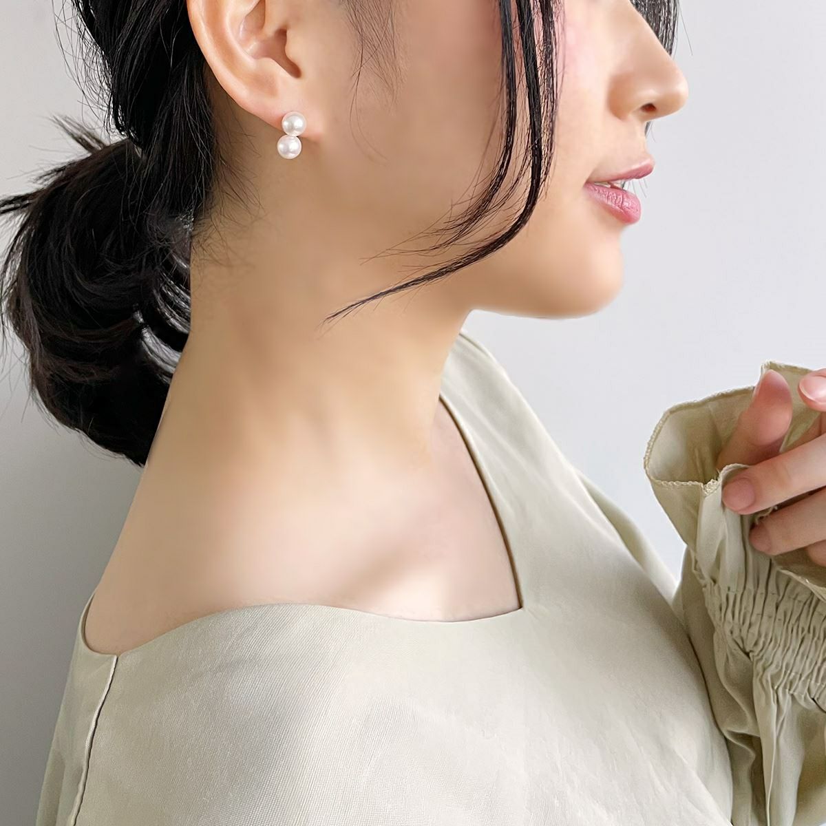 Carina あこや真珠 2粒ピアス7.5-8.0mm K18YG | あこや真珠ピアス 