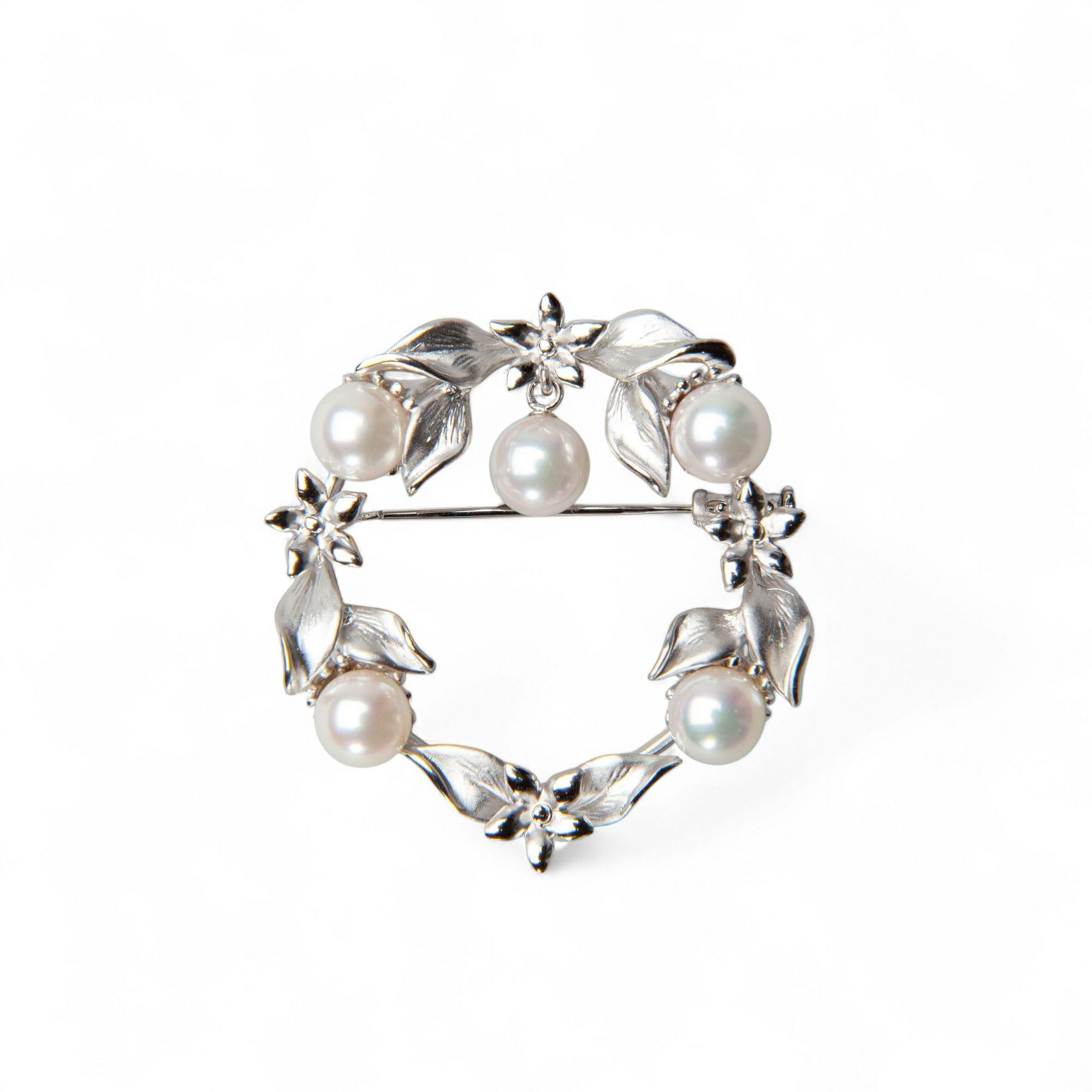 あこや真珠 ブローチ リース6.5-7.0mm　SV925