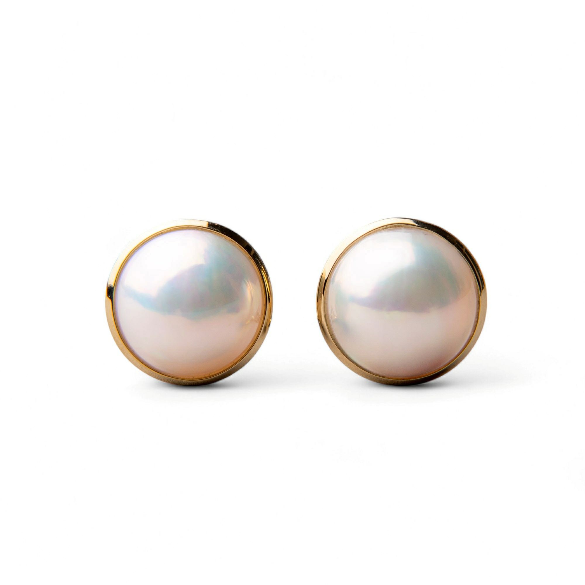 マベ真珠 パールイヤリング ホワイト系 13mmUP AAB  K18 ゴールド [n2]（真珠 イヤリング）