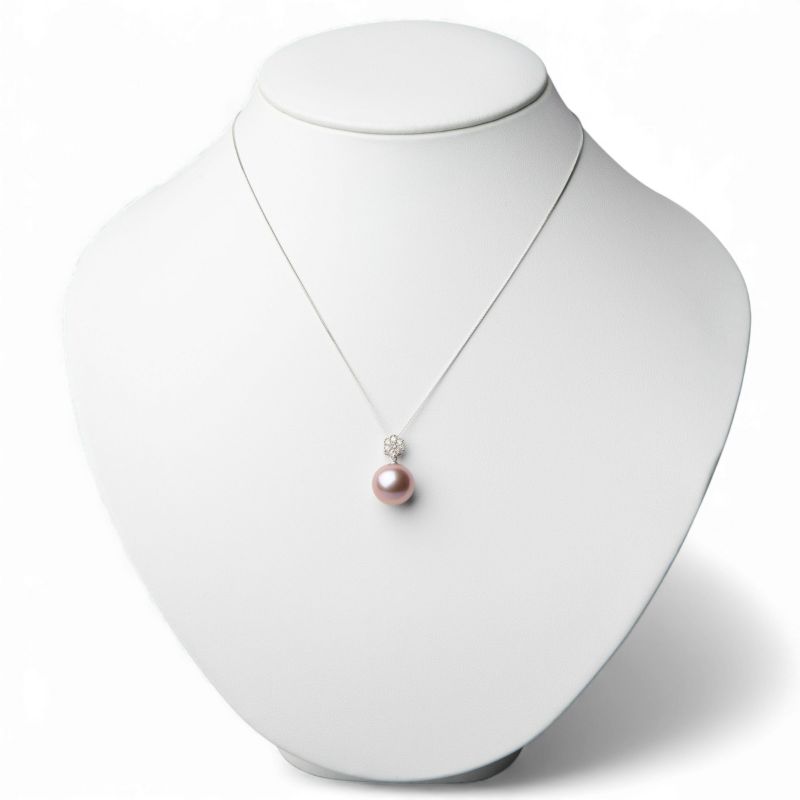 淡水真珠(有核) パールペンダントトップ(ヘッド) オーロラパープル（ナチュラル）系 13mmUP AAB  K18WG [n3]