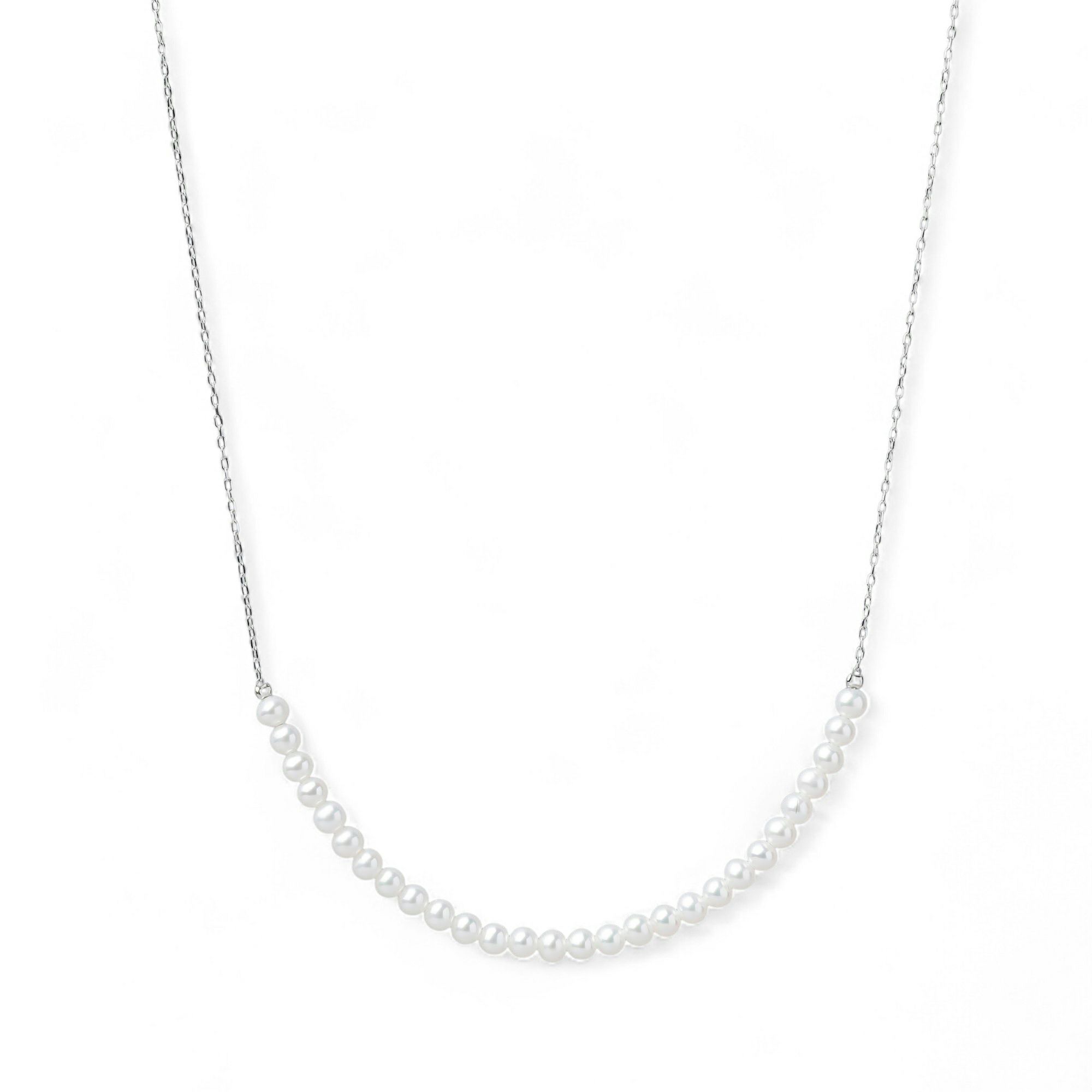 大人気シリーズ待望の新作♪ K10WG/YG ベビーパール×チェーンネックレス ～BIG SMILEY～ あこや真珠 ホワイト系 3.5-4.0mm [送料無料] (スルーペンダント)（アコヤ本真珠）[n4]