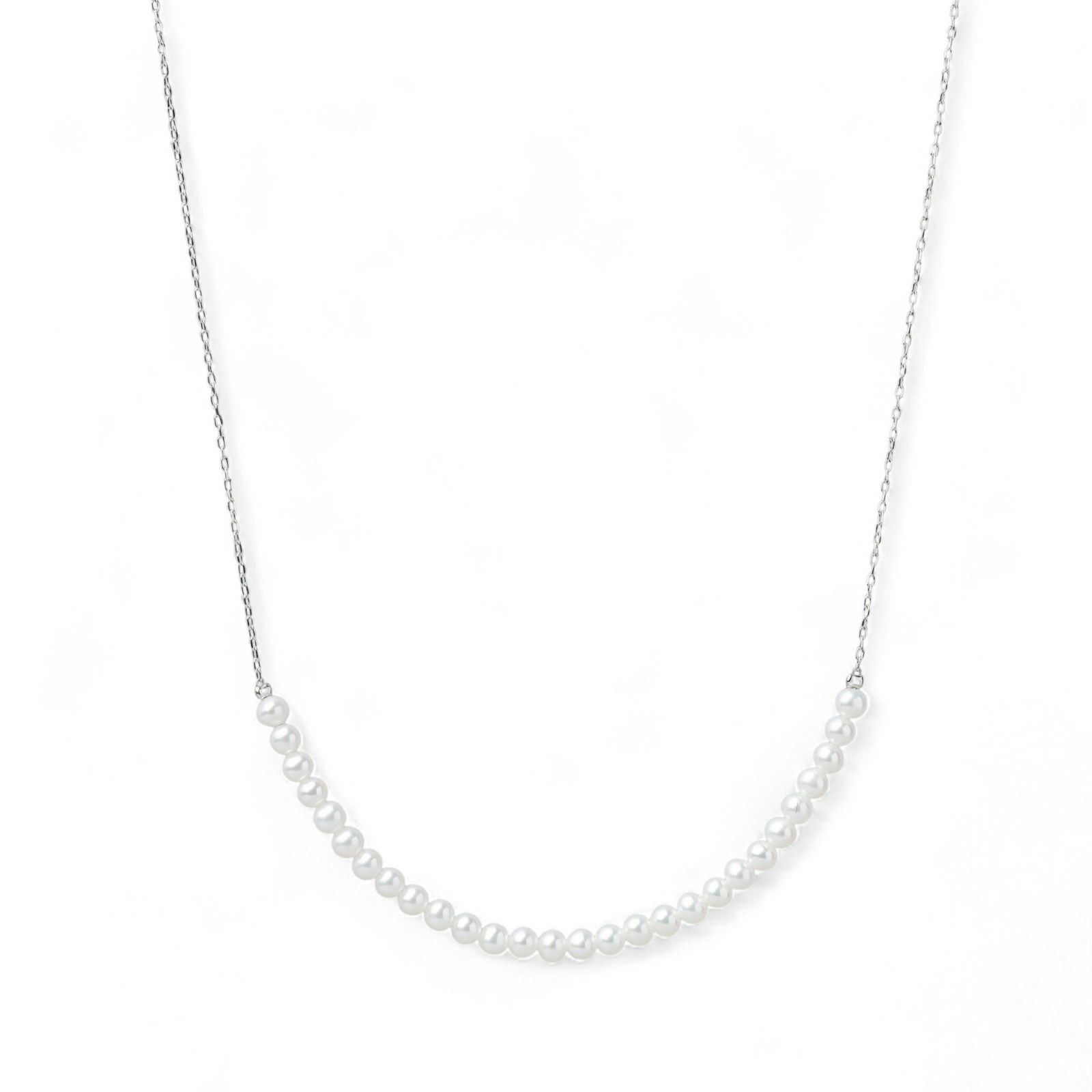 大人気シリーズ待望の新作♪ K10WG/YG ベビーパール×チェーンネックレス ～BIG SMILEY～ あこや真珠 ホワイト系 3.5-4.0mm [送料無料] (スルーペンダント)（アコヤ本真珠）[n4]