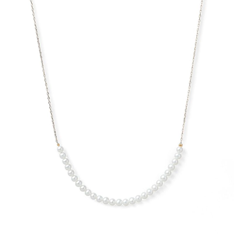 大人気シリーズ待望の新作♪ K10WG/YG ベビーパール×チェーンネックレス ～BIG SMILEY～ あこや真珠 ホワイト系 3.5-4.0mm [送料無料] (スルーペンダント)（アコヤ本真珠）[n4]