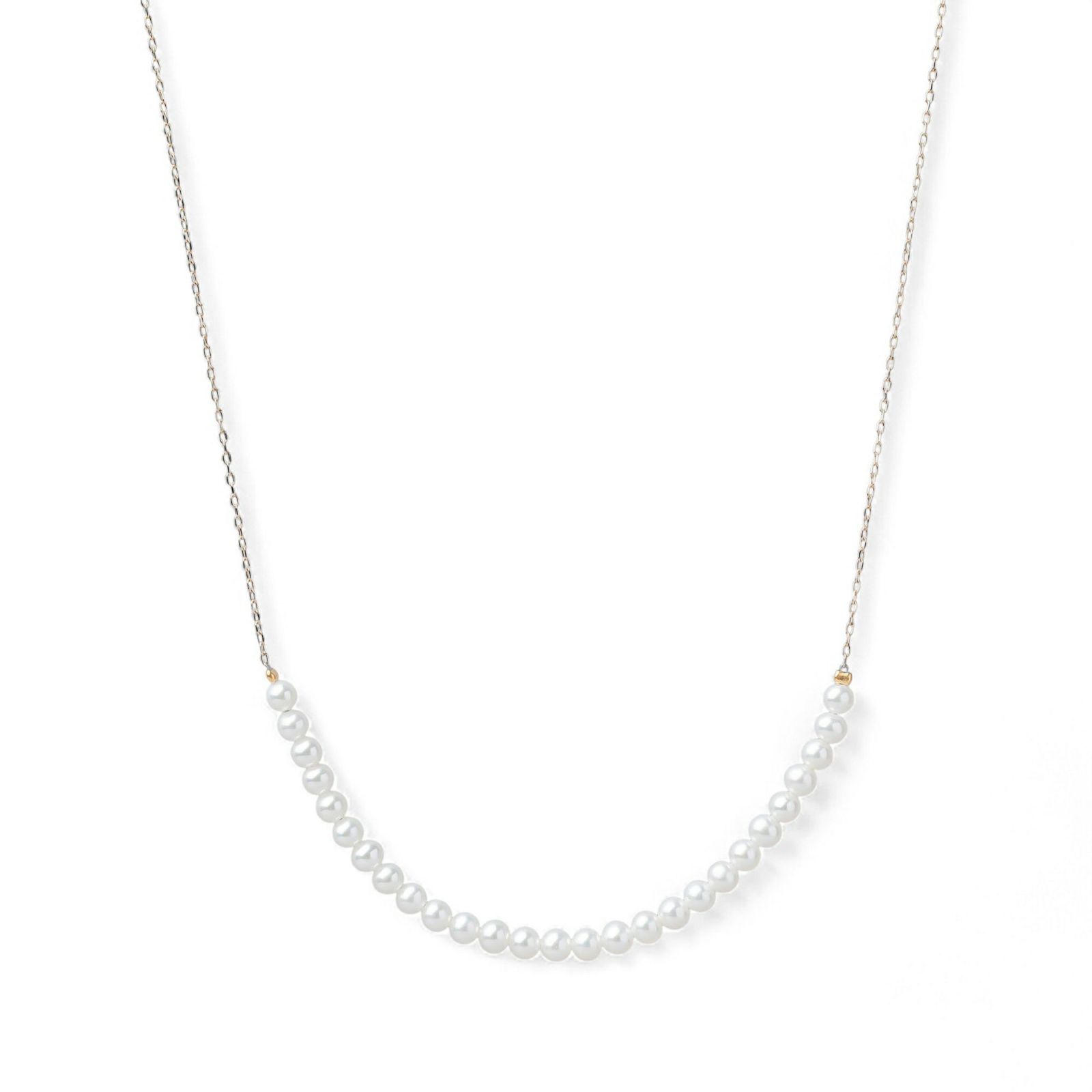 大人気シリーズ待望の新作♪ K10WG/YG ベビーパール×チェーンネックレス ～BIG SMILEY～ あこや真珠 ホワイト系 3.5-4.0mm [送料無料] (スルーペンダント)（アコヤ本真珠）[n4]