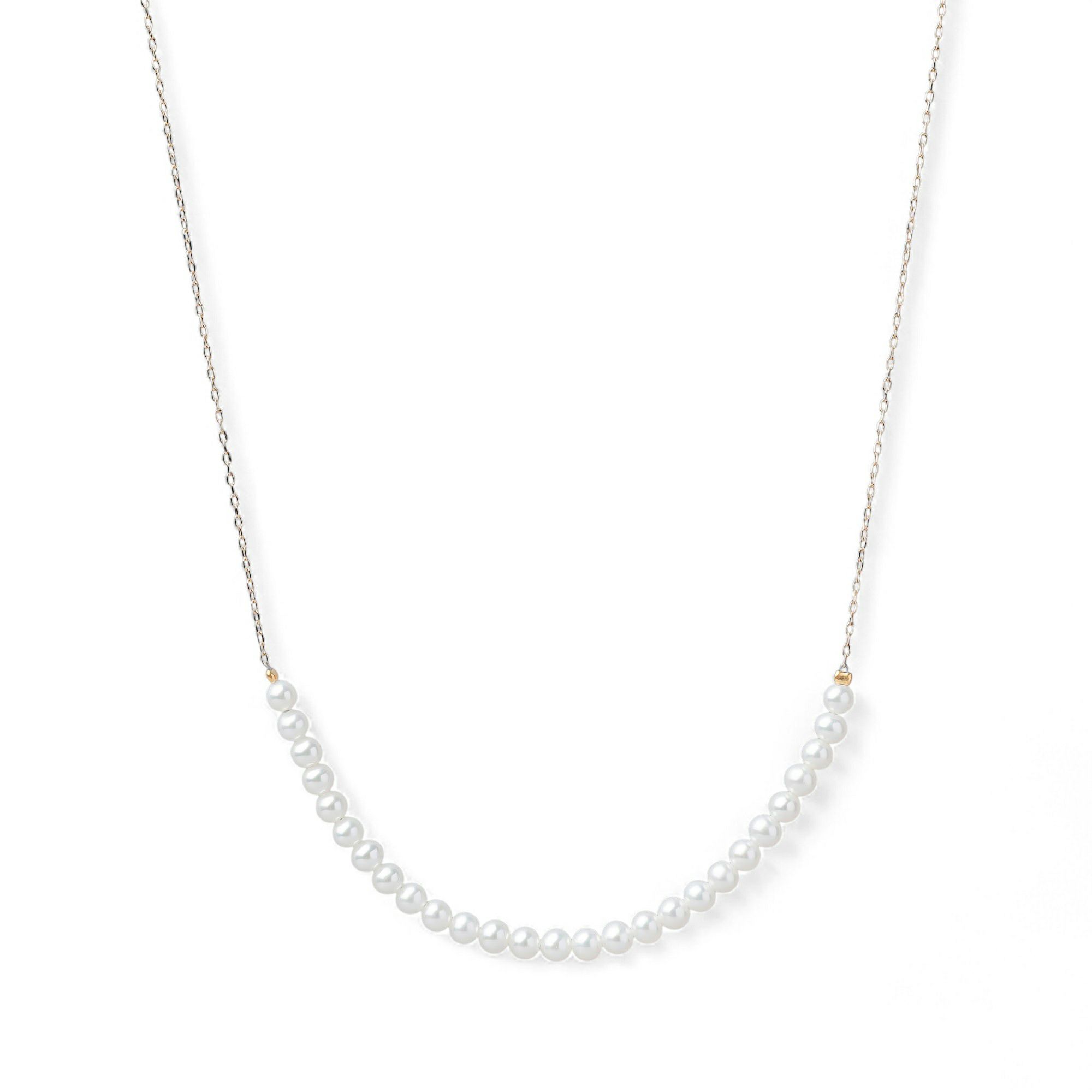 大人気シリーズ待望の新作♪ K10WG/YG ベビーパール×チェーンネックレス ～BIG SMILEY～ あこや真珠 ホワイト系 3.5-4.0mm [送料無料] (スルーペンダント)（アコヤ本真珠）[n4]