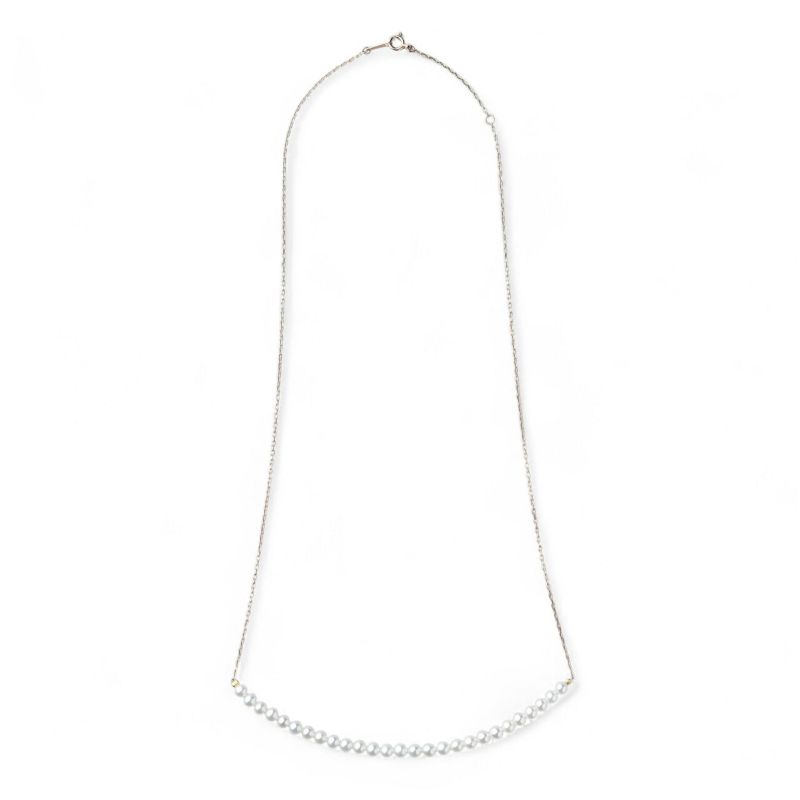 大人気シリーズ待望の新作♪ K10WG/YG ベビーパール×チェーンネックレス ～BIG SMILEY～ あこや真珠 ホワイト系 3.5-4.0mm [送料無料] (スルーペンダント)（アコヤ本真珠）[n4]