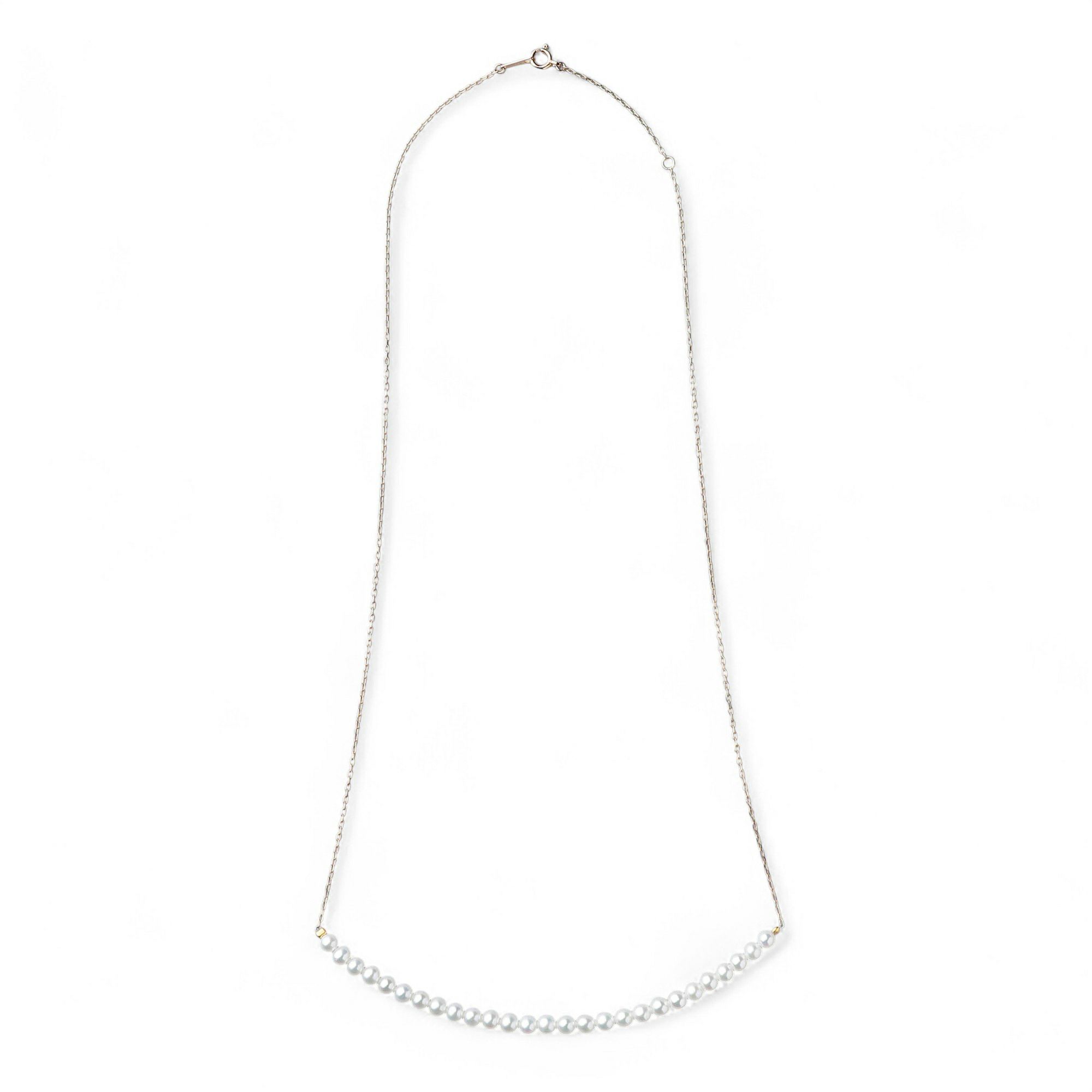 大人気シリーズ待望の新作♪ K10WG/YG ベビーパール×チェーンネックレス ～BIG SMILEY～ あこや真珠 ホワイト系 3.5-4.0mm [送料無料] (スルーペンダント)（アコヤ本真珠）[n4]