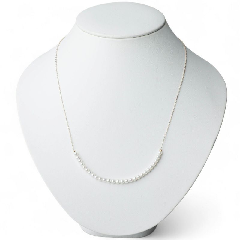 大人気シリーズ待望の新作♪ K10WG/YG ベビーパール×チェーンネックレス ～BIG SMILEY～ あこや真珠 ホワイト系 3.5-4.0mm [送料無料] (スルーペンダント)（アコヤ本真珠）[n4]