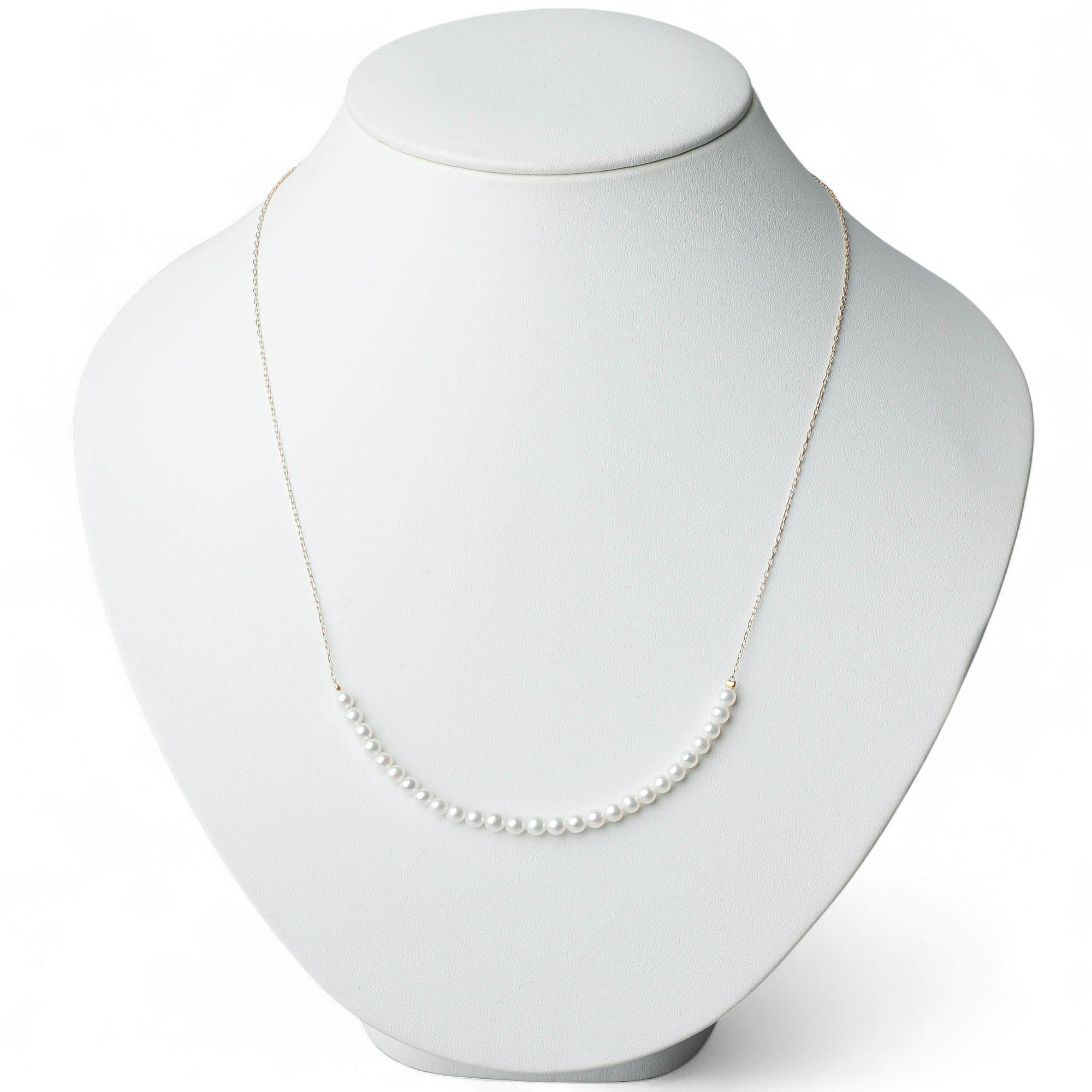 大人気シリーズ待望の新作♪ K10WG/YG ベビーパール×チェーンネックレス ～BIG SMILEY～ あこや真珠 ホワイト系 3.5-4.0mm [送料無料] (スルーペンダント)（アコヤ本真珠）[n4]