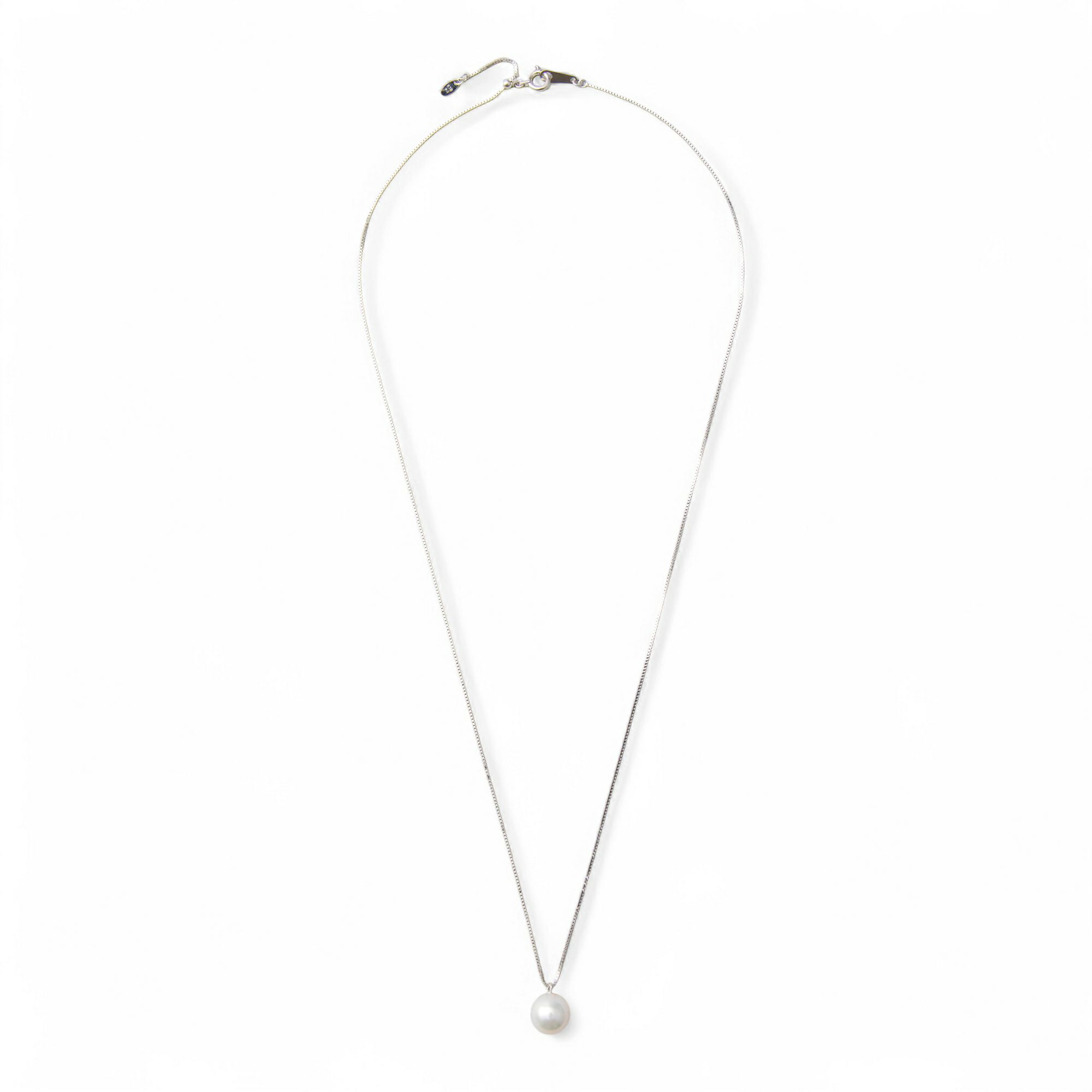 【初めての方におすすめ】あこや本真珠 一粒パールネックレス（45cmチェーン付） ホワイト系 8.0-8.5mm BBB K18/K18WG プチペンダント【本店限定商品】[n3]