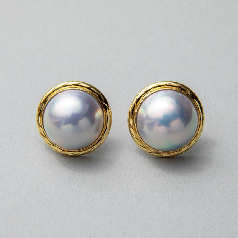 34,930円マベ真珠ピアス　18金 13.5-14mm