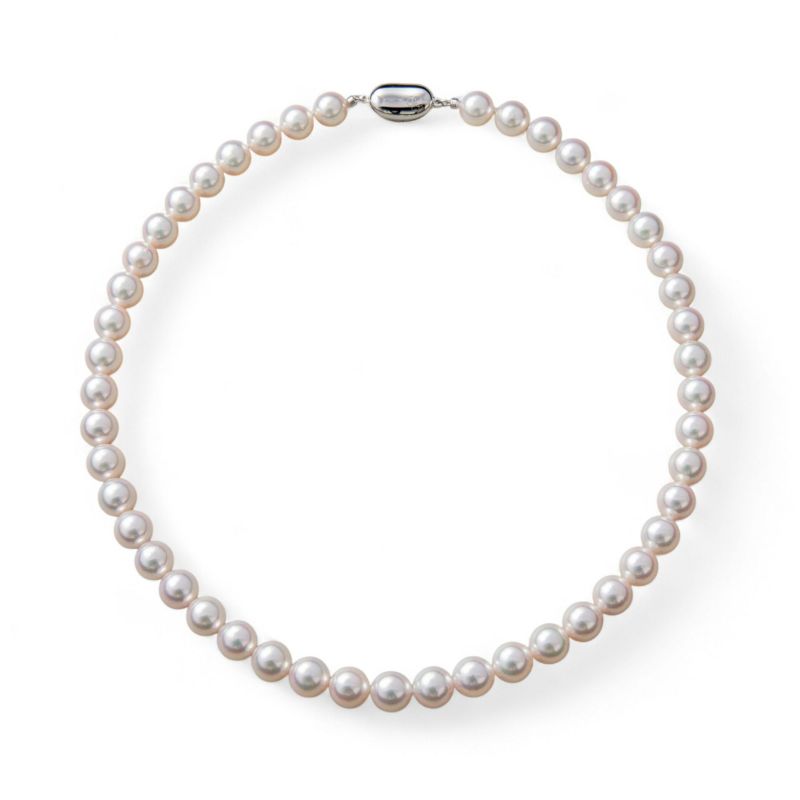 《キッズ用長さが選べる》あこや本真珠 パールネックレス ホワイトピンク系 6.5-7.0mm ビーンズクラスプ（約37cm）/引き輪&アジャスター（約36-41cm） [n2]（入園 入学式 発表会 七五三 結婚式）（キッズ用 パール）（ママ 子供 母娘 親子リンクコーデ）