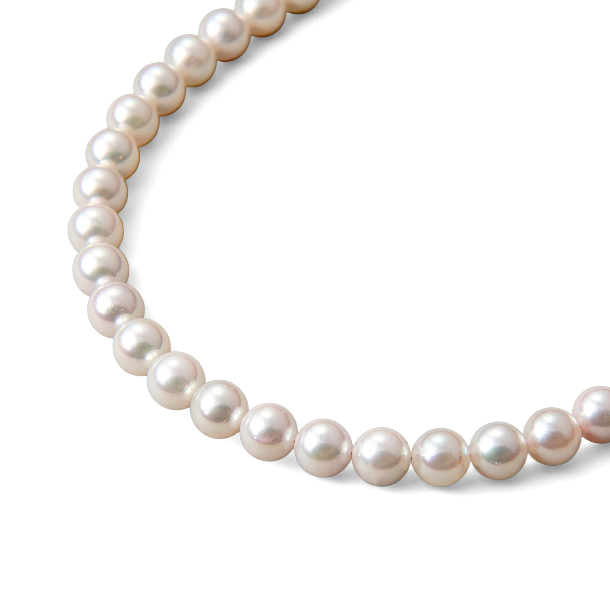 《キッズ用長さが選べる》あこや本真珠 パールネックレス ホワイトピンク系 6.5-7.0mm ビーンズクラスプ（約37cm）/引き輪&アジャスター（約36-41cm） [n2]（入園 入学式 発表会 七五三 結婚式）（キッズ用 パール）（ママ 子供 母娘 親子リンクコーデ）