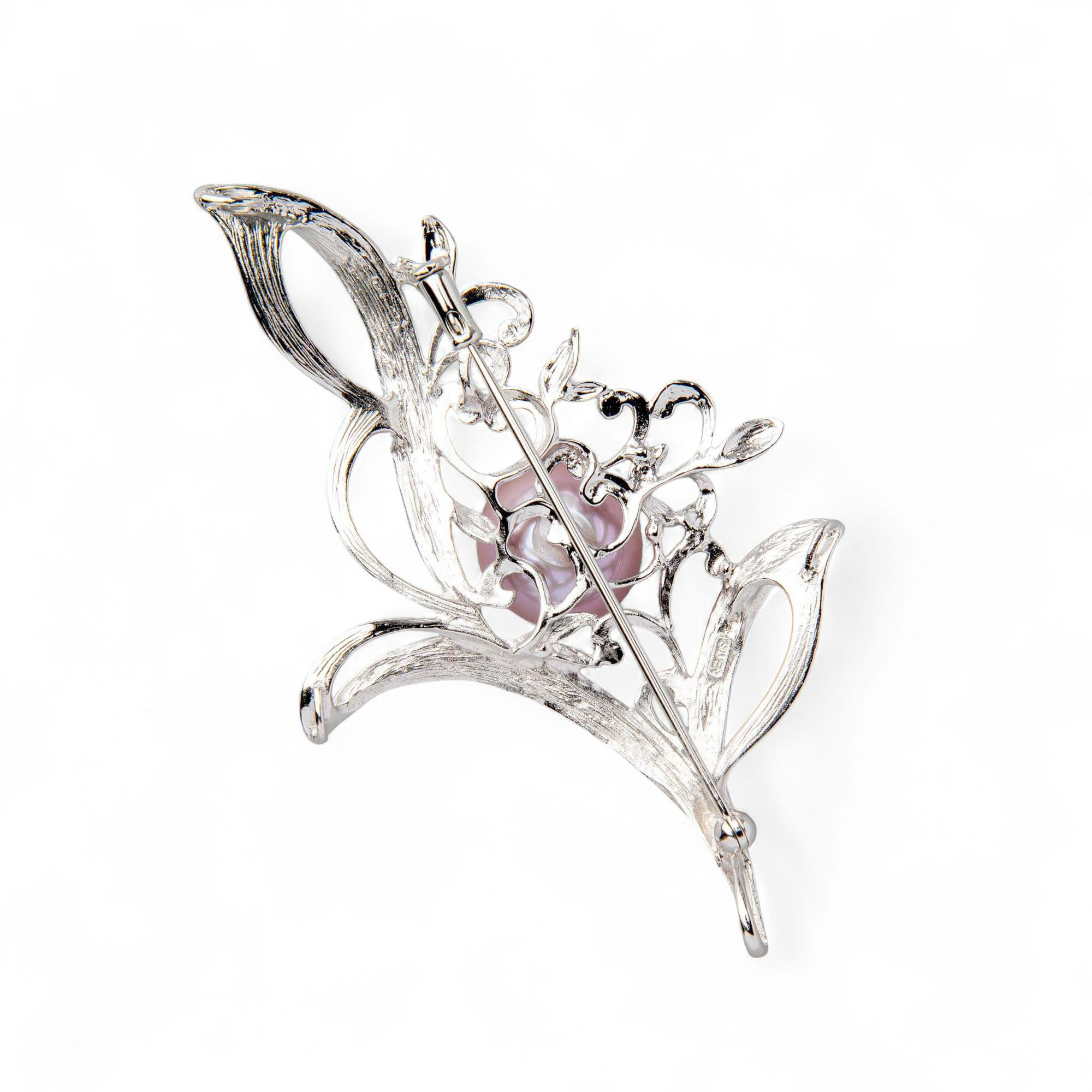 淡水真珠（有核） ネイチャーモチーフパールブローチ ピンク（ナチュラル）系 13mmUP A～BAB silver（本真珠）[n5]