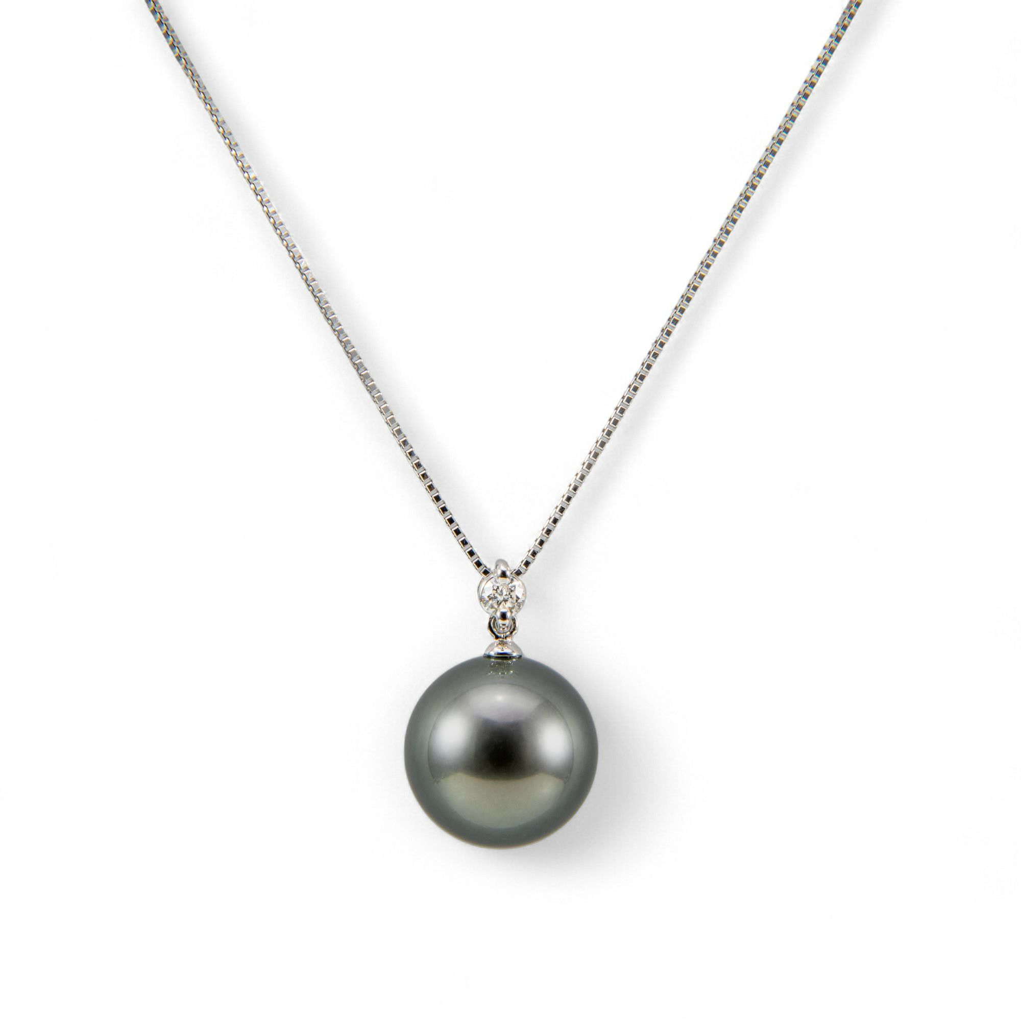 Tahitian+ タヒチ黒蝶真珠 ペンダント 11mmUP K18WG | 南洋真珠ペンダント 