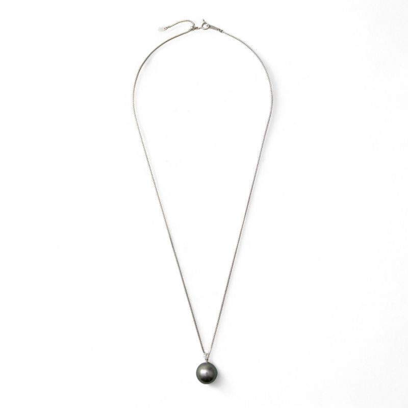 タヒチ黒蝶真珠 ネックレスパールペンダント（チェーン付） グリーン系 11mmUP A～BAC  K18WGホワイトゴールド（本真珠・黒真珠）[Tahitian] [タヒチアンパール][n4]