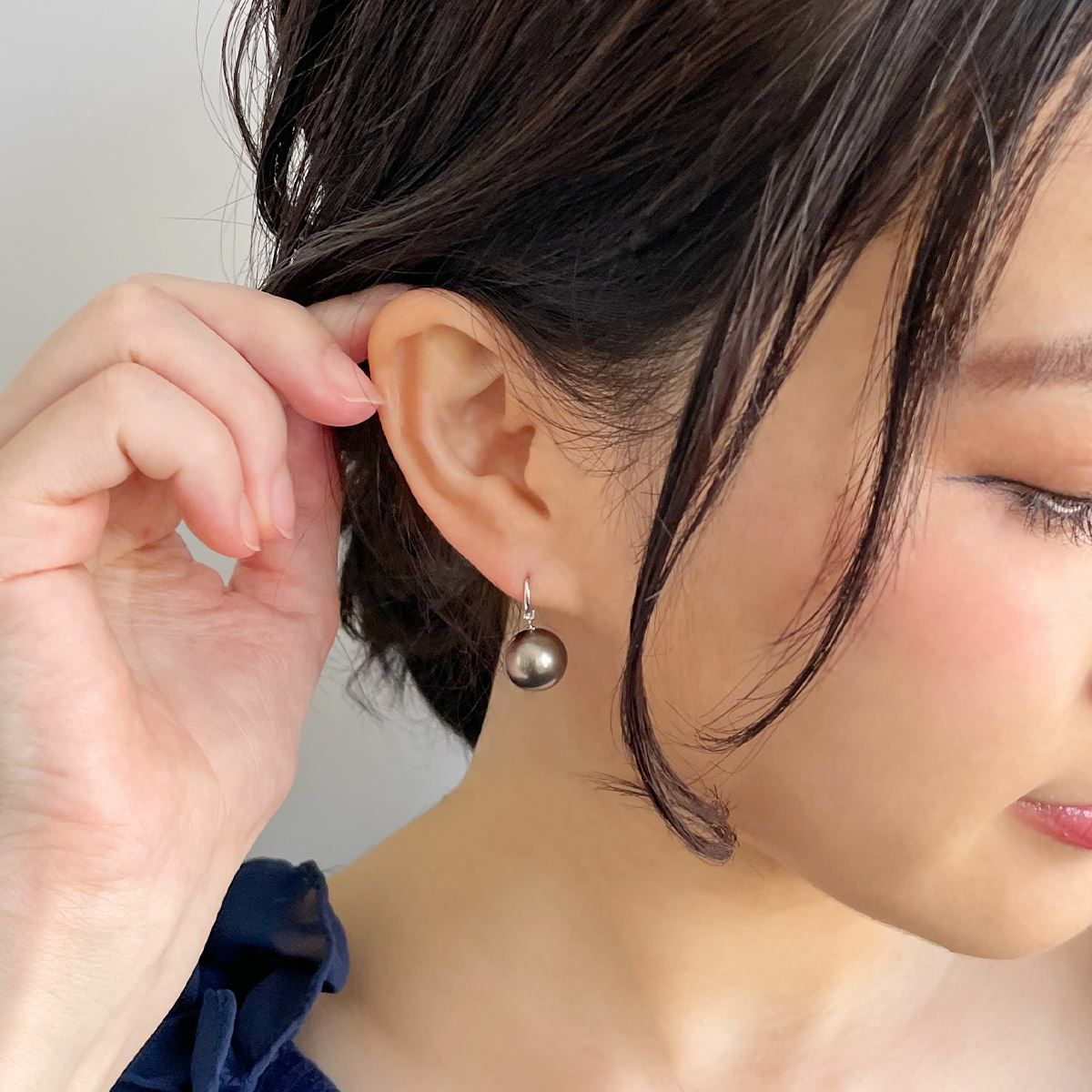 Tahitian+ タヒチ黒蝶真珠 ピアス 11mmUP K14WG | 南洋真珠ピアス  